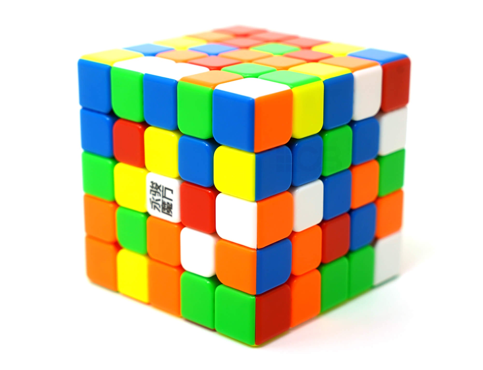 Cubo Mágico 5x5 YJ Pocket Mini — detalhe das peças stickerless em cores vivas