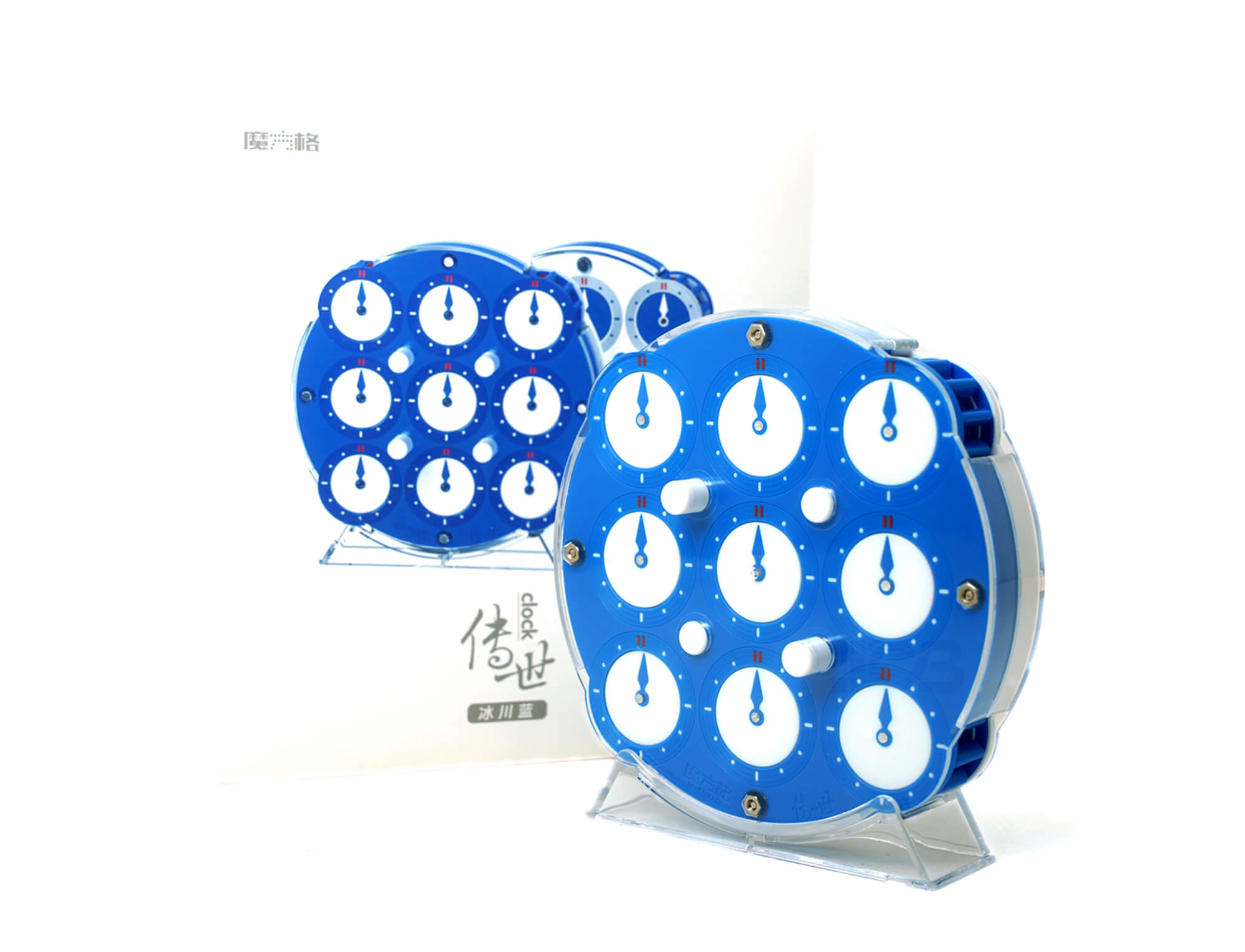 Clock QiYi azul com base de suporte incluída, puzzle oficial WCA