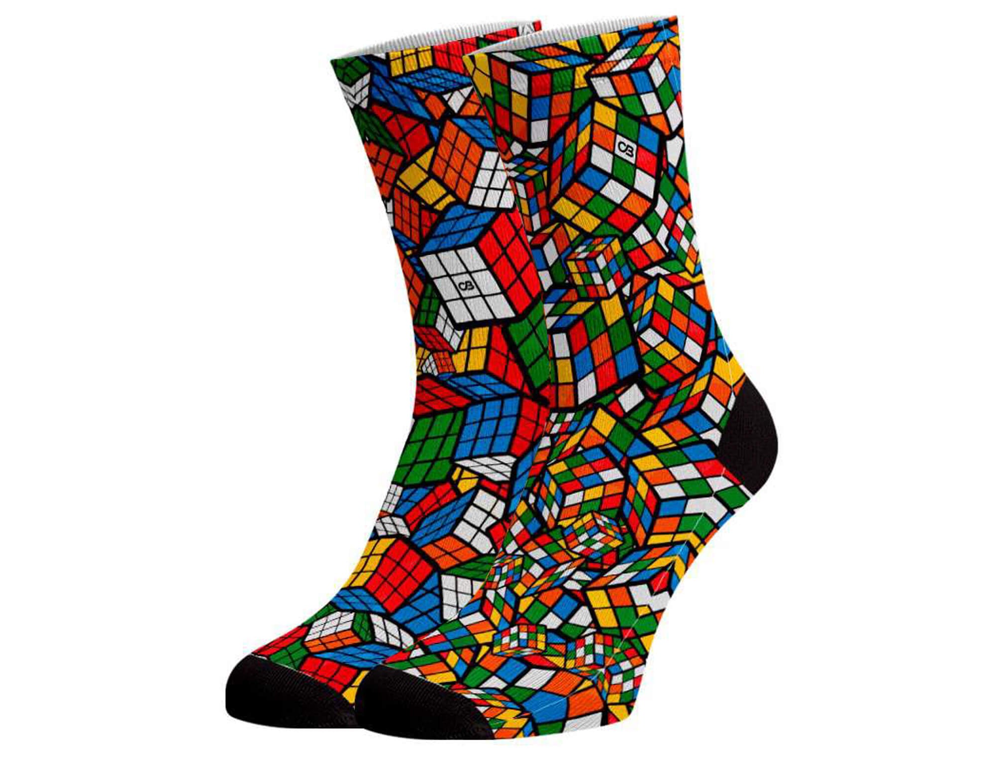 Meia Speedcuber Cubo Mágico cano médio — vista frontal do par
