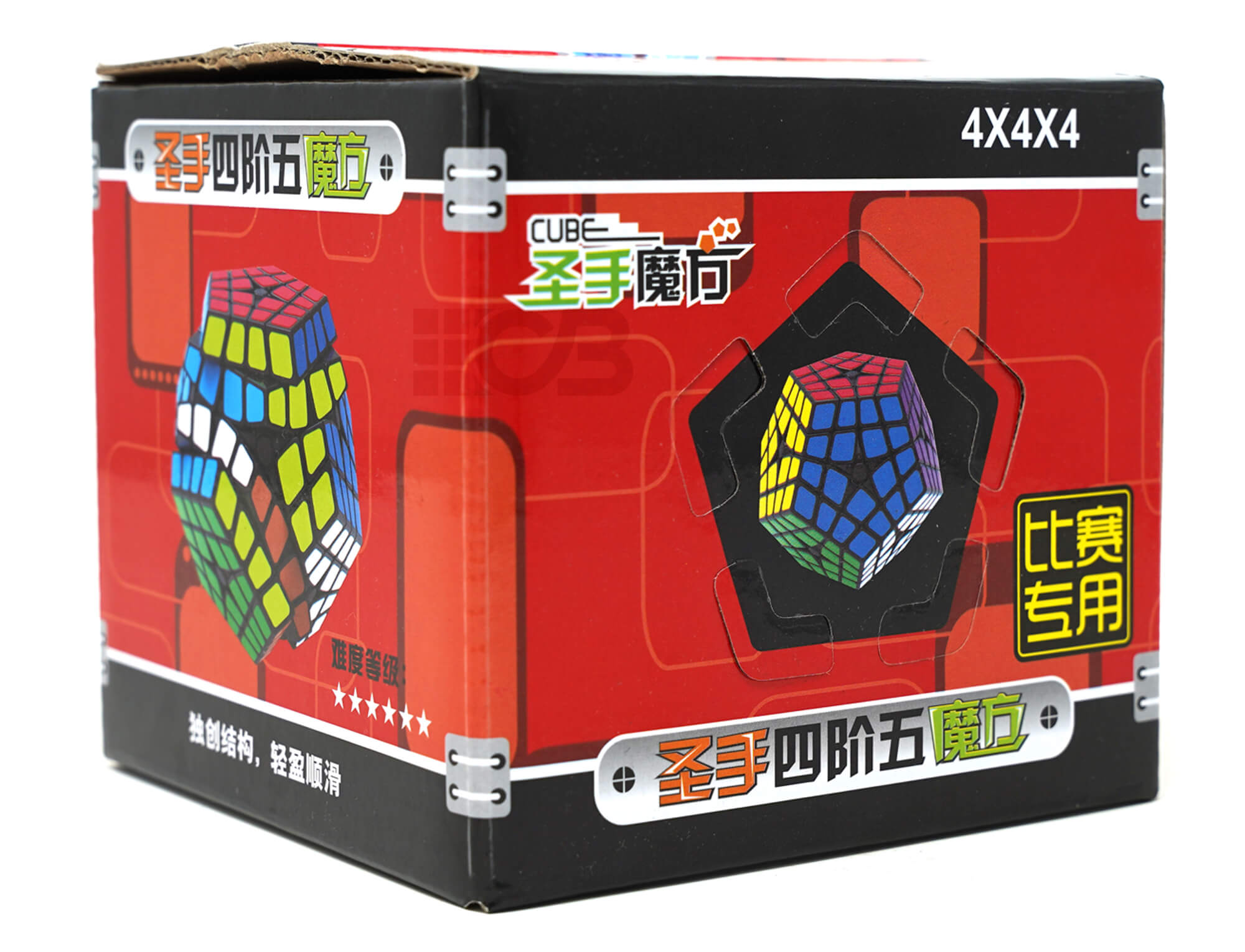 Detalhe das peças e adesivos coloridos do Megaminx 4x4 SengSo sobre fundo neutro