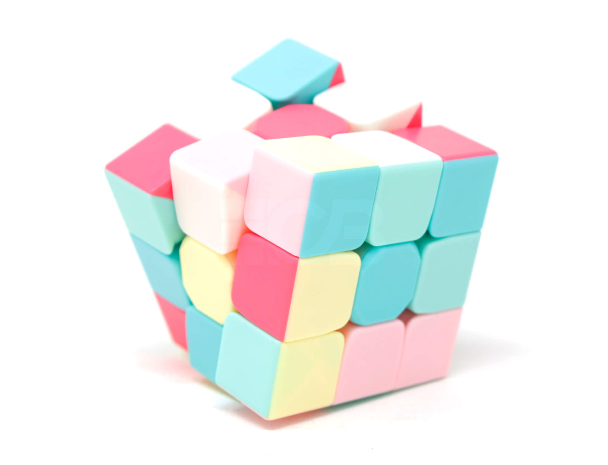 Cubo Mágico 3x3 QiYi Warrior Pastel Stickerless — vista frontal com cores suaves