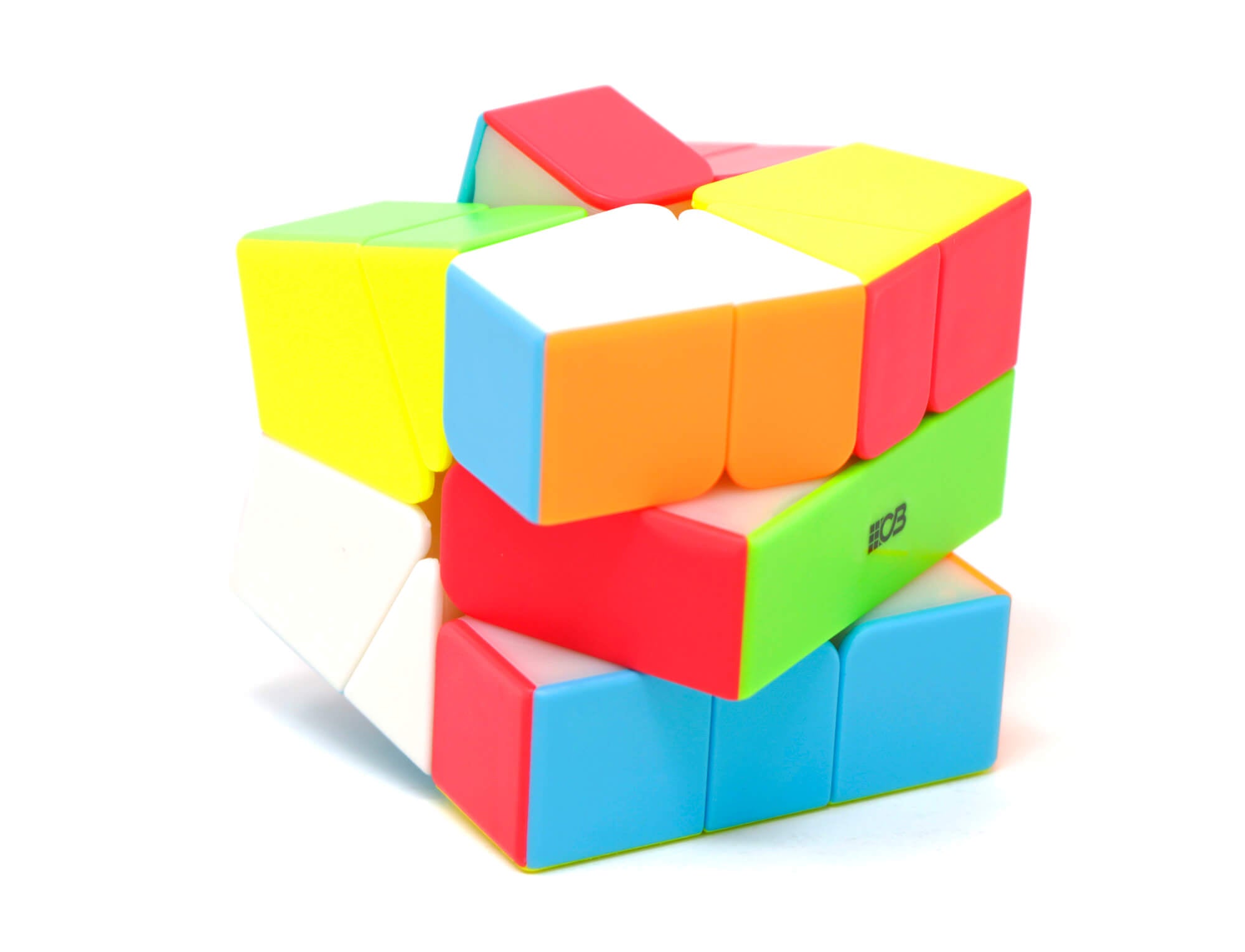 Square-1 Color Cuber Pro em ângulo lateral mostrando a geometria das camadas