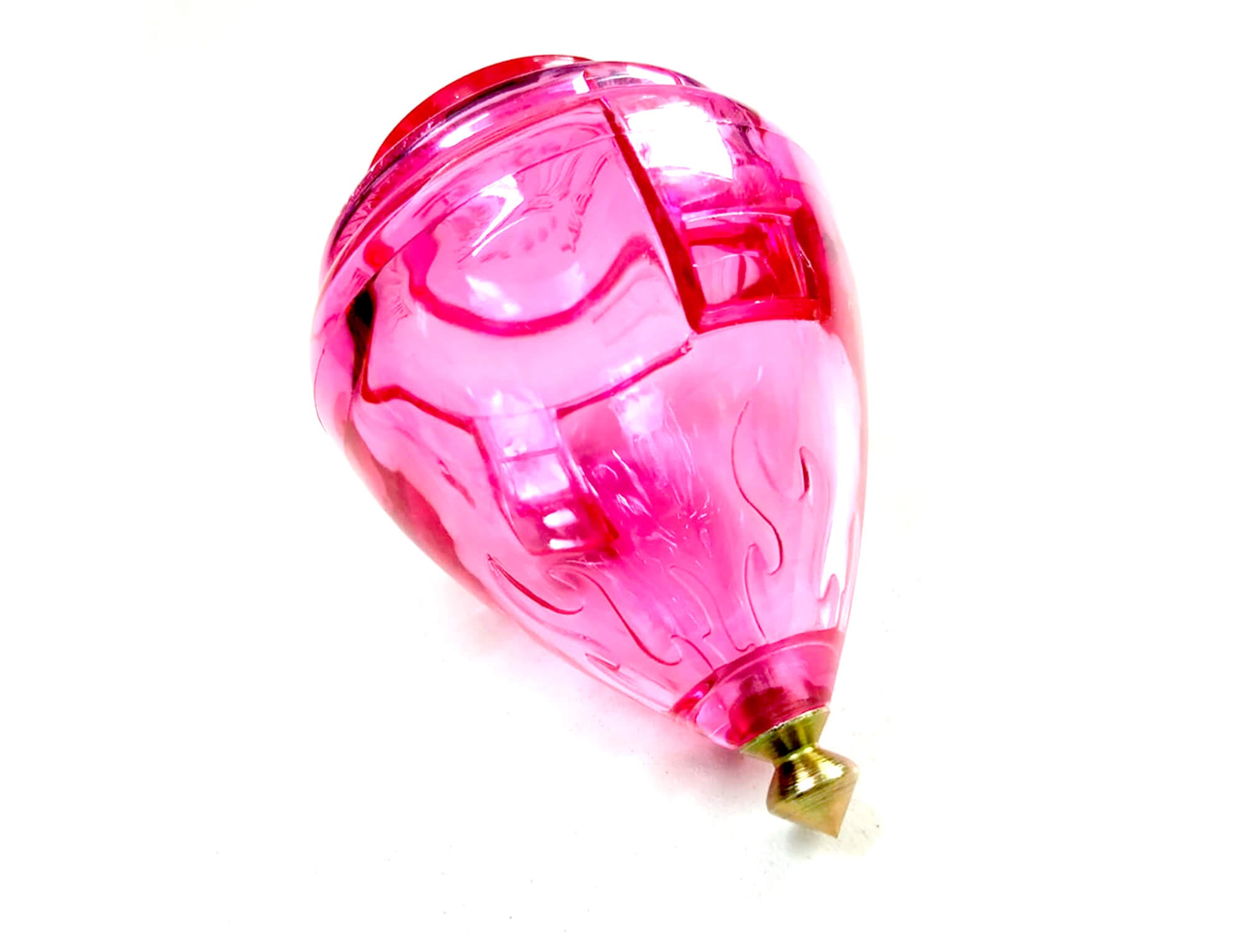 Pião Fênix campanha rosa com detalhes em relevo, bico de aço e corda de poliéster incluída