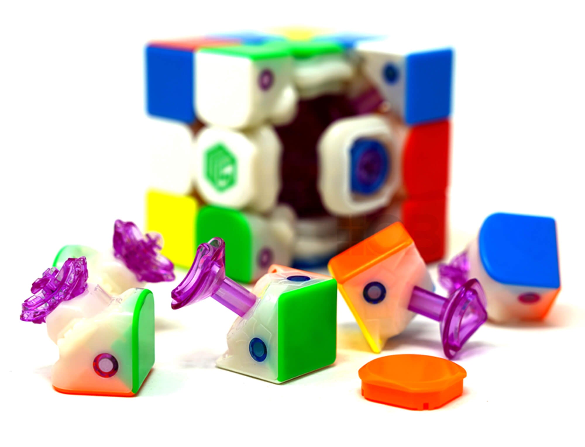 Cubo Mágico 3x3 MSCube MS3R Magnético stickerless — vista traseira mostrando acabamento