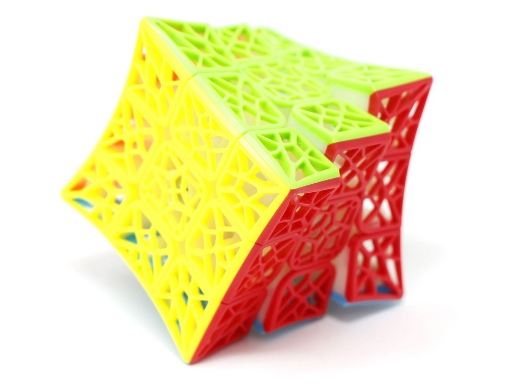 Cubo Mágico QiYi DNA Côncavo 3x3 stickerless com peças vazadas, vista frontal