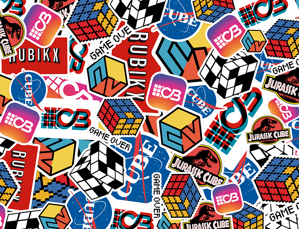 Kit Mega Combo com 45 stickers decorativos Cuber Brasil — vista frontal da embalagem