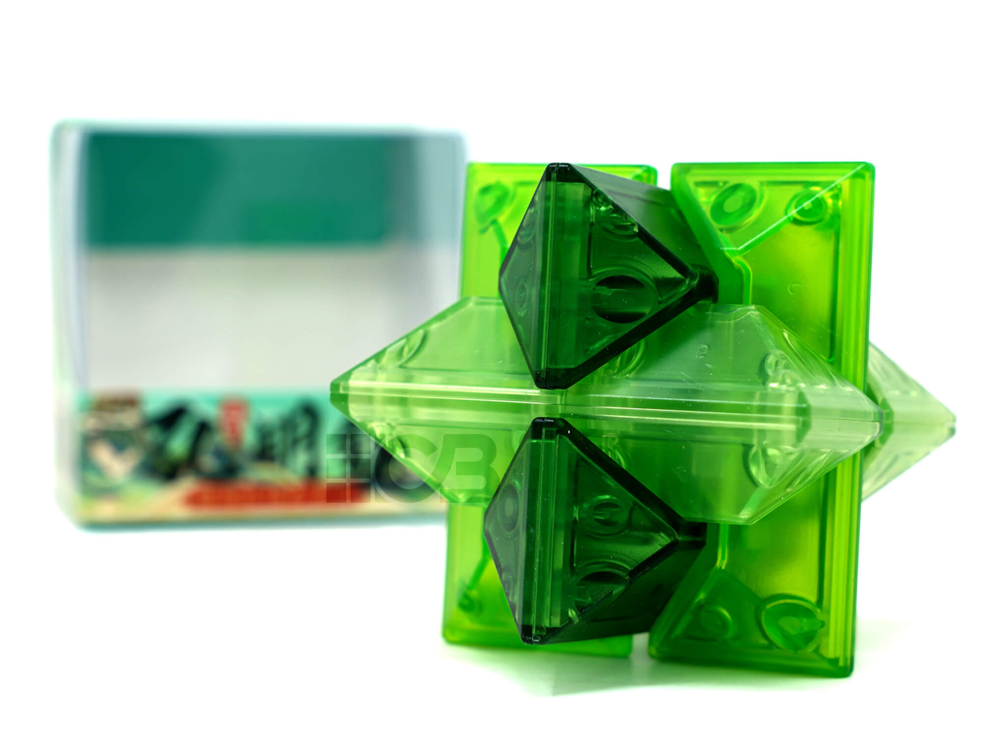 Detalhe da estrutura interna do Kong Ming Lock Gem Verde QiYi desmontado