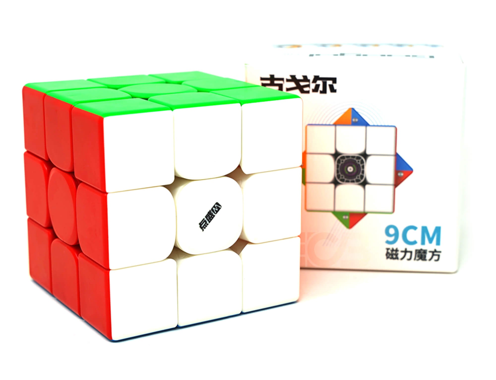Cubo Mágico 3x3 Diansheng Googol 9 cm stickerless magnético — vista frontal mostrando as seis faces coloridas