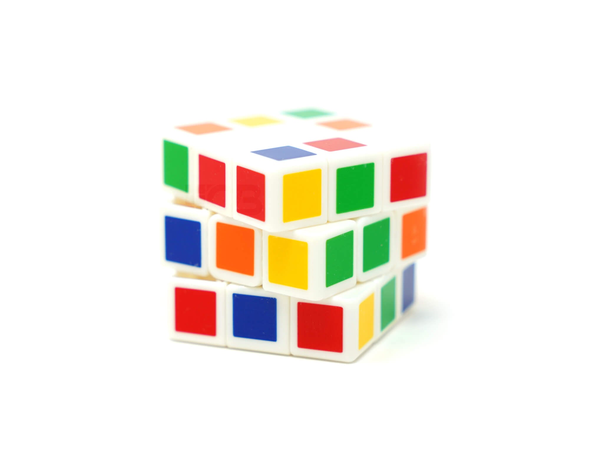 Cubo Mágico 3x3 Mini QiYi — vista de cima mostrando acabamento stickerless