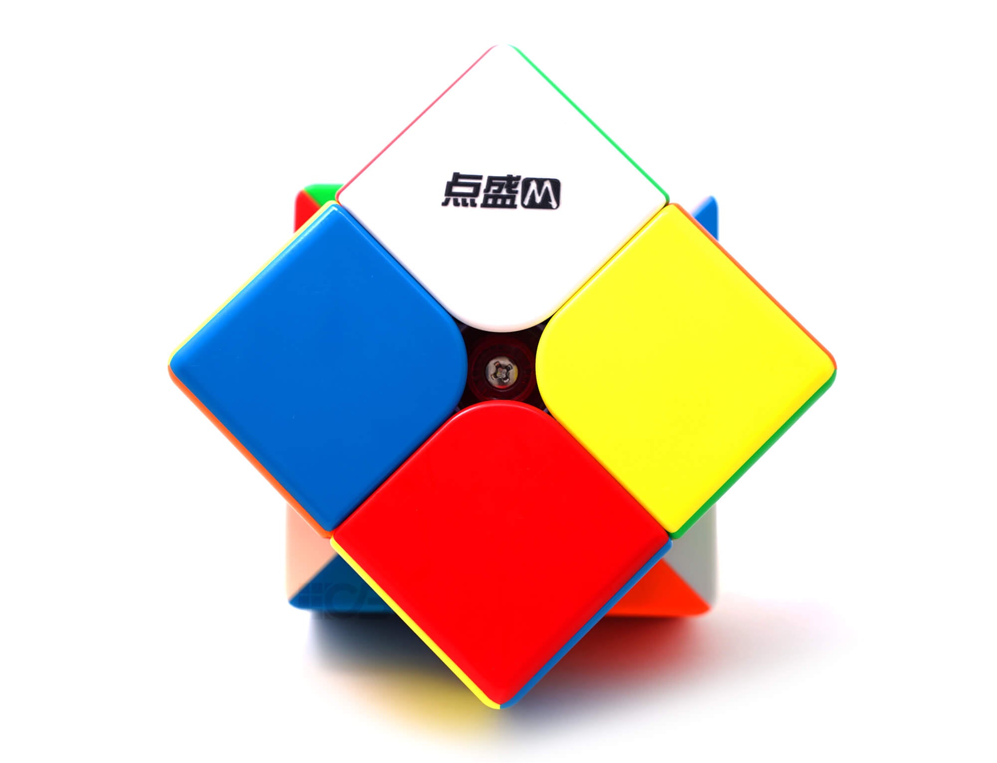 Cubo Mágico 2x2 DianSheng Big M stickerless 90 mm — vista frontal mostrando as peças coloridas