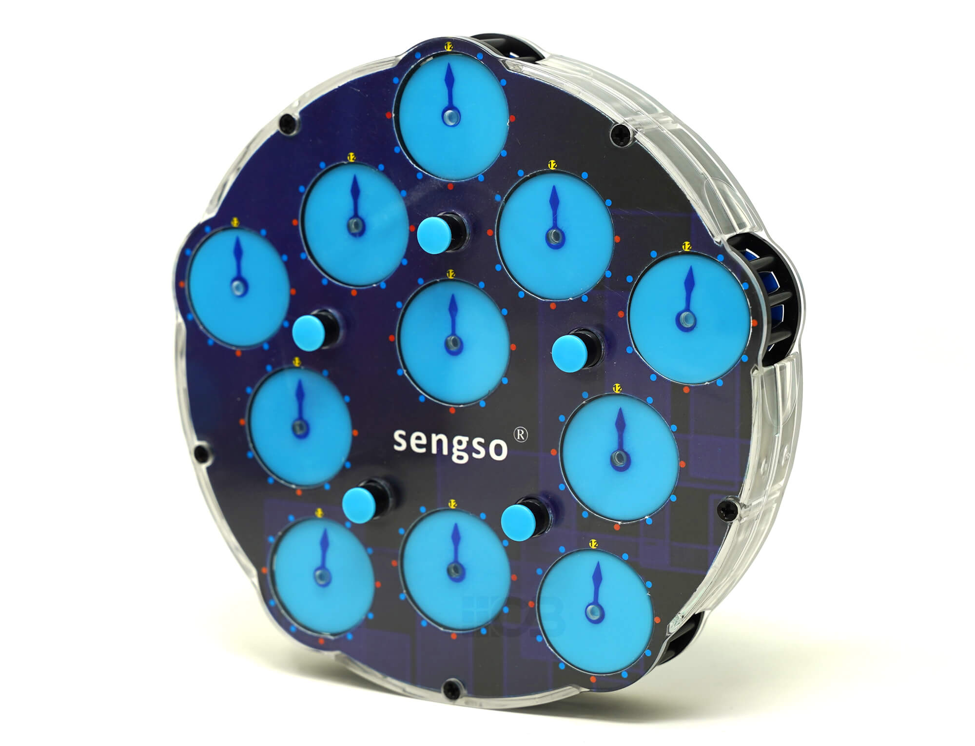 Clock SengSo 5 — vista do verso com ponteiros em posições variadas