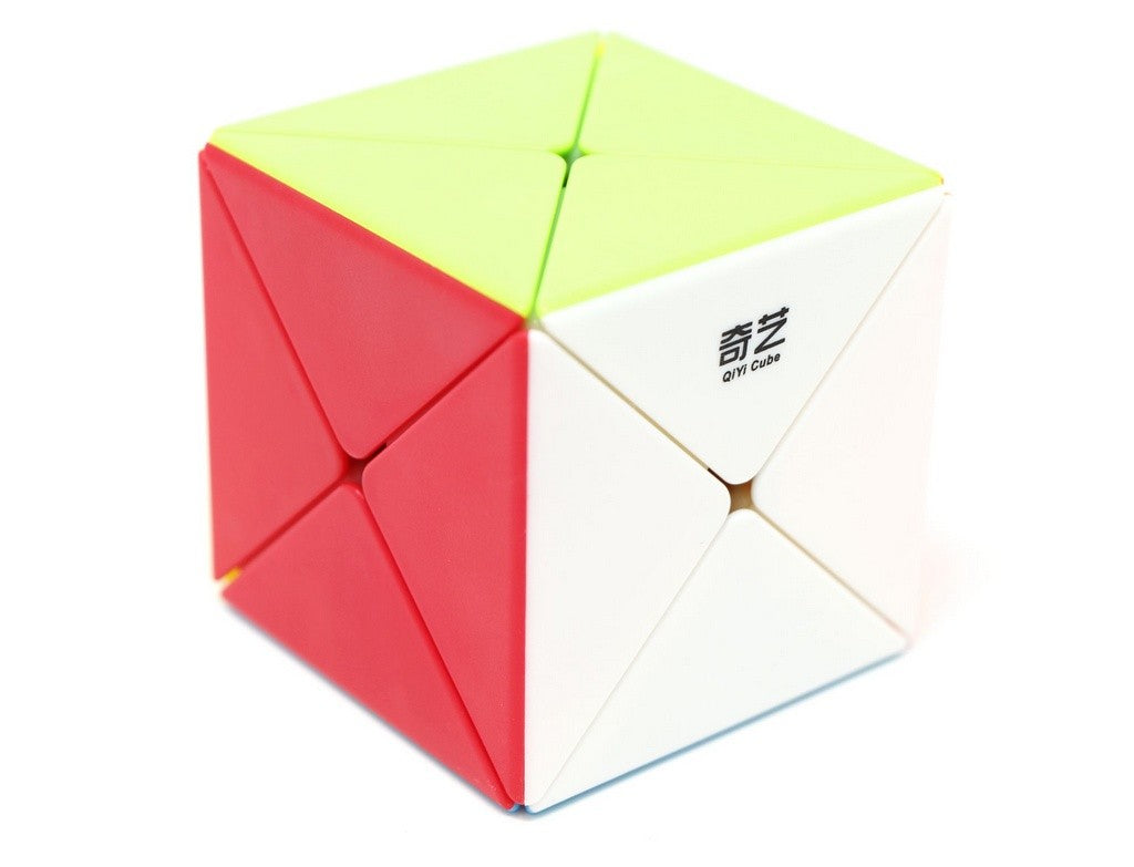 Cuboide Dino X-Color QiYi stickerless — vista frontal mostrando o formato assimétrico e as cores das peças