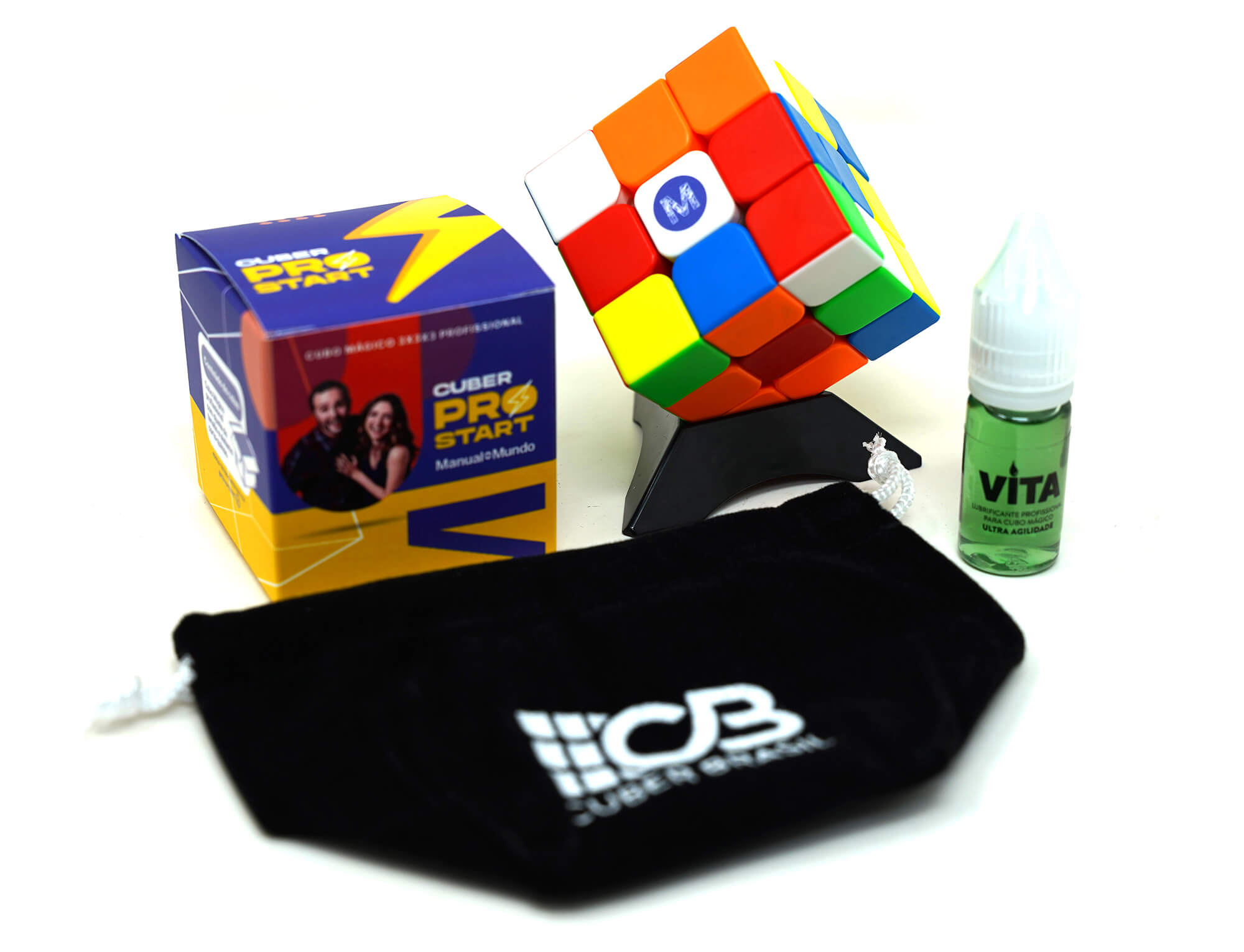 Embalagem do kit Cubo Mágico Manual do Mundo Cuber Pro