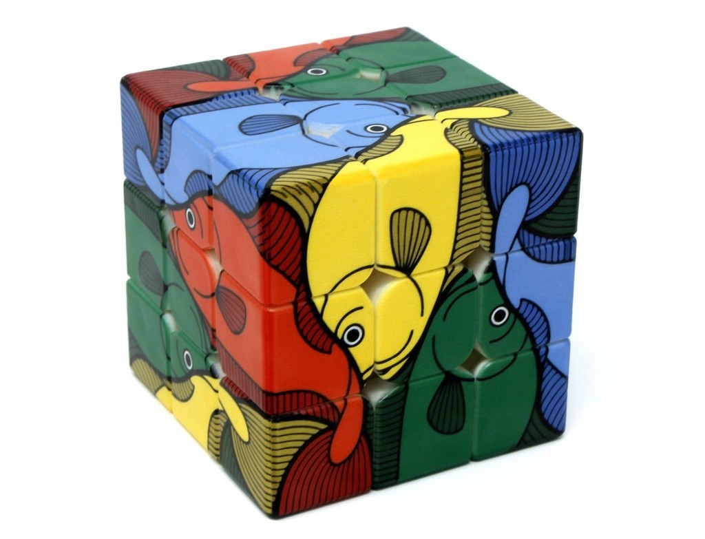 Cubo Mágico 3x3 personalizado Fish Vinci Cube com impressão UV direto nas faces, tema peixe colorido