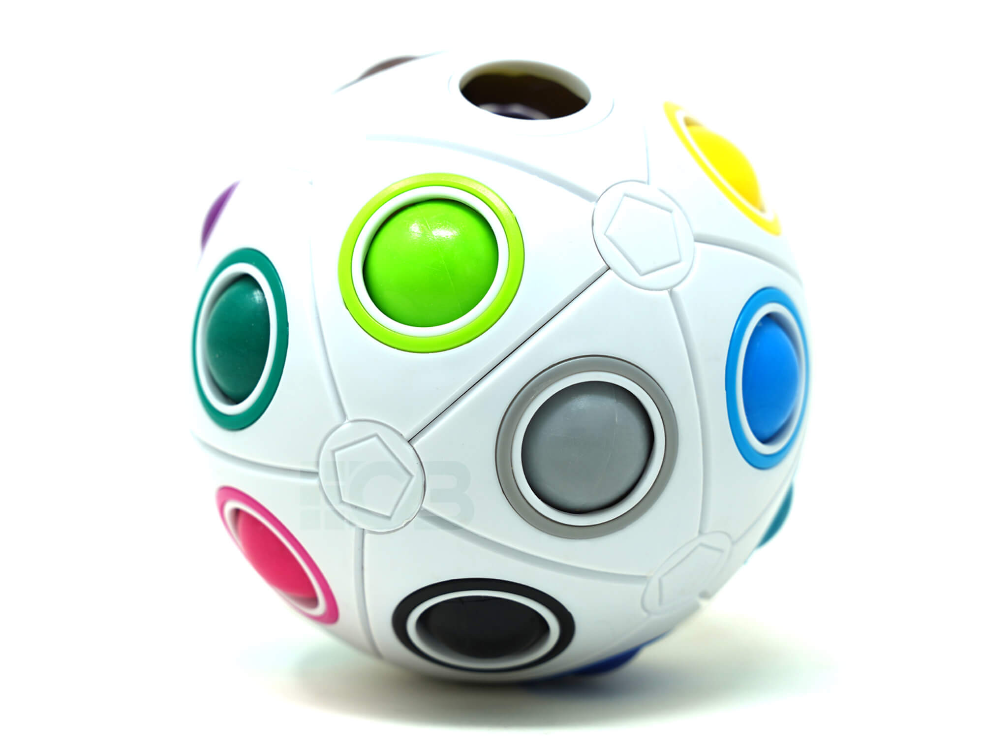 Rainbow Ball Fanxin com 19 esferas coloridas e 20 buracos — vista frontal