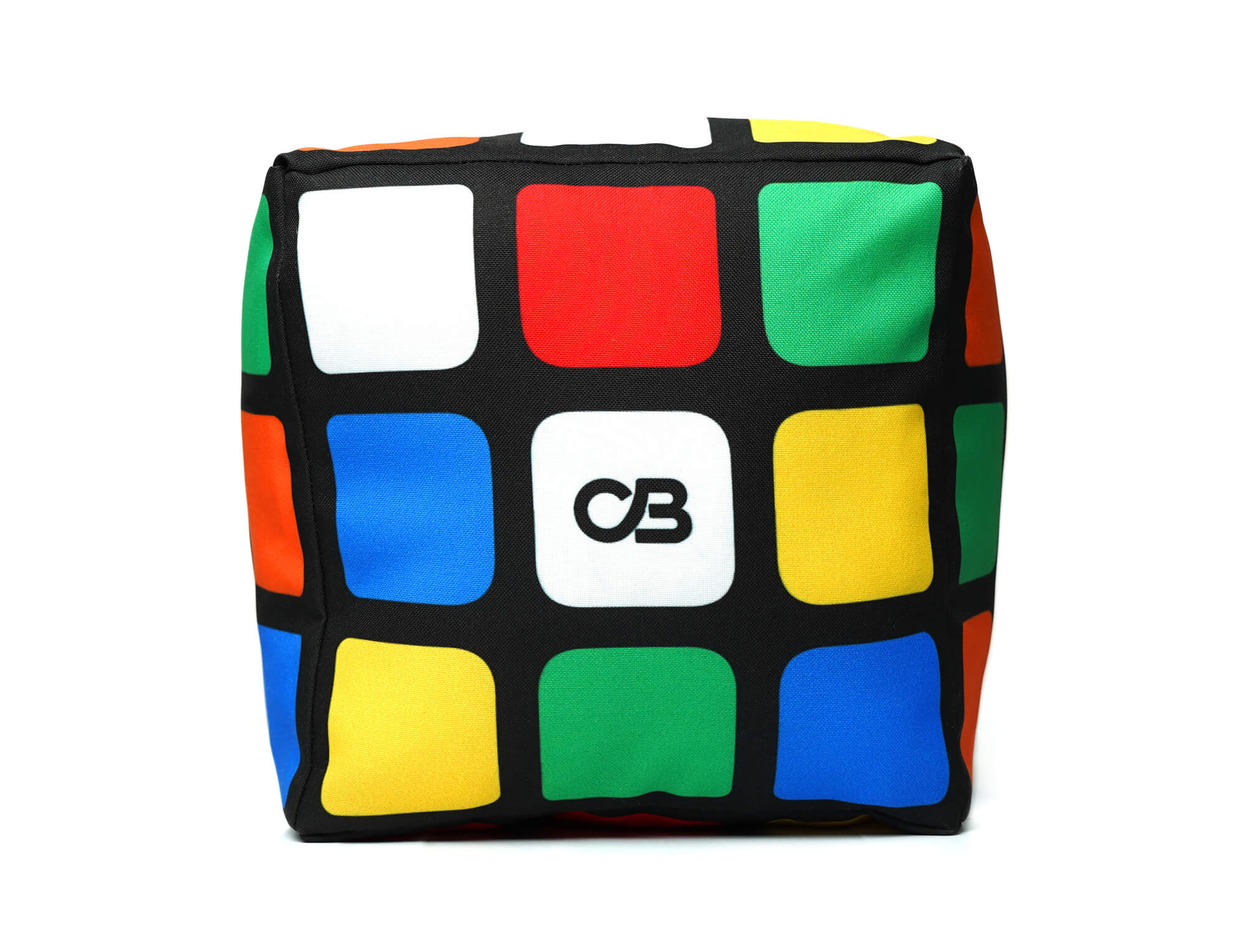 Almofada decorativa no formato de Cubo Mágico, tamanho médio, com impressão digital colorida nos 6 lados