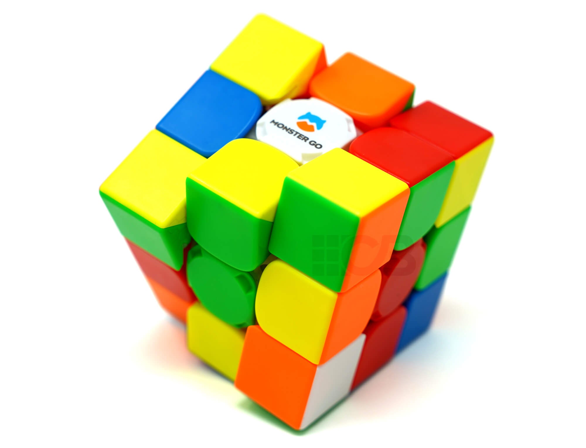 Cubo Mágico 3x3 Monster Go AI stickerless visto de frente com as seis faces coloridas