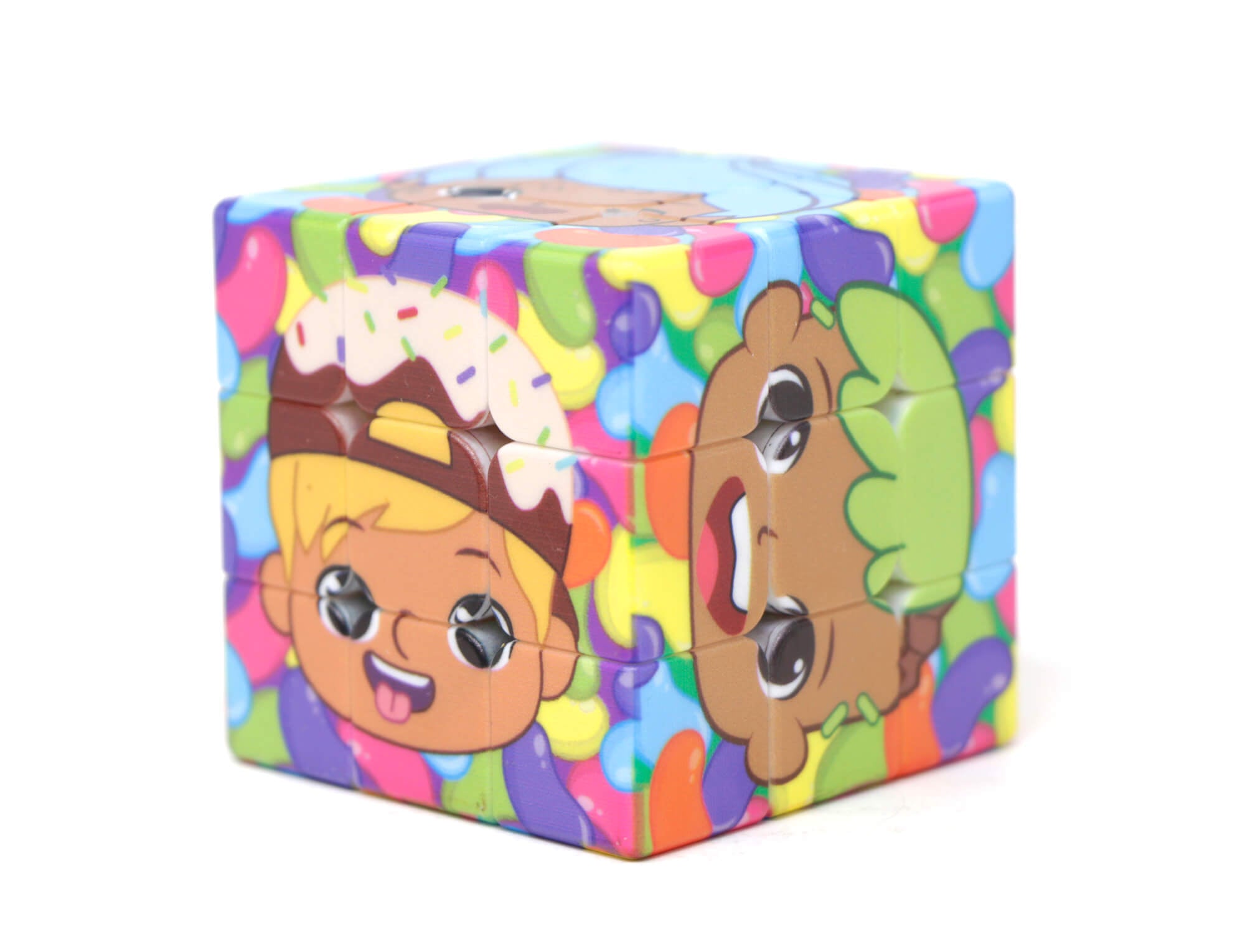 Modelo colecionável Os Chocolix com impressão UV direta nas faces do cubo
