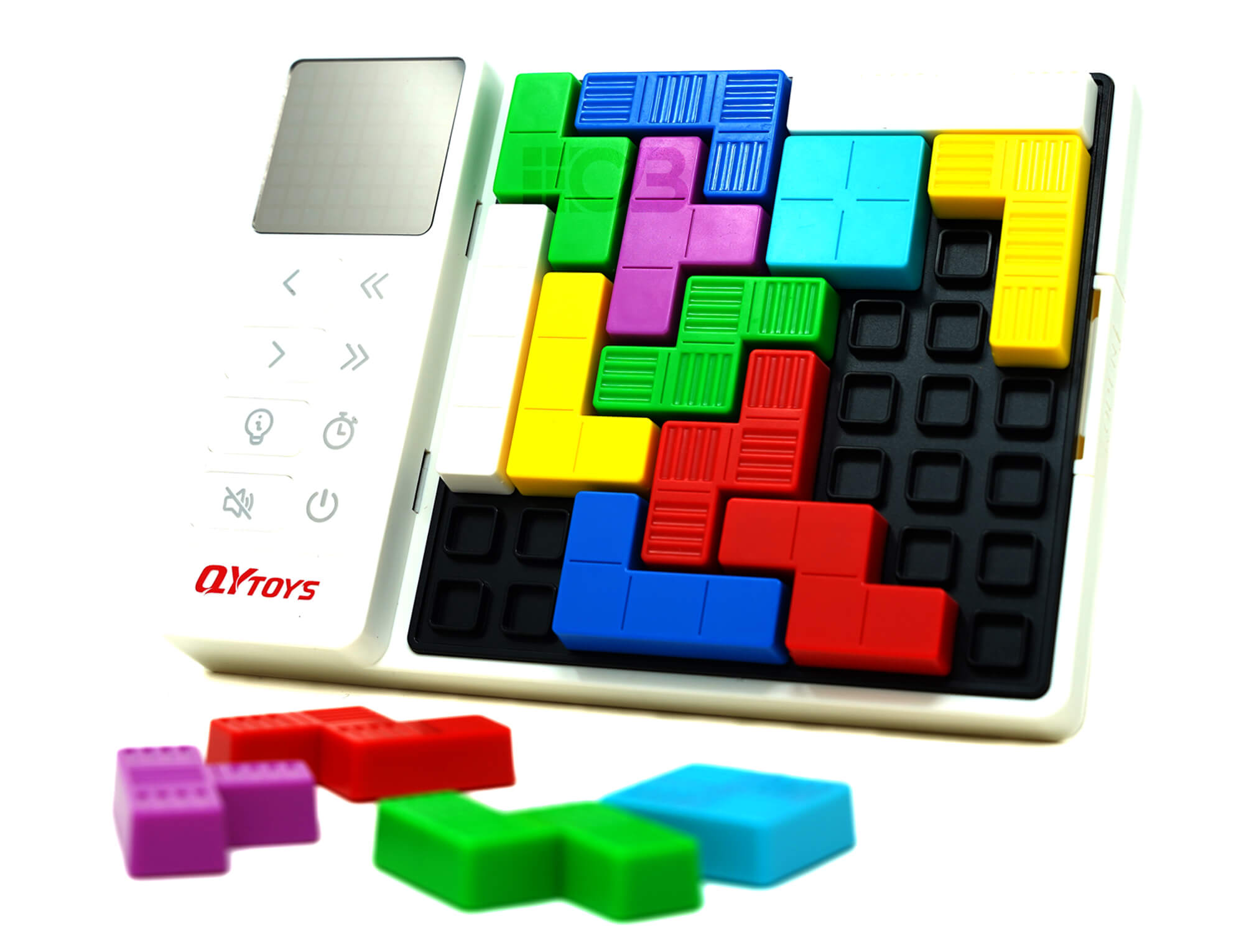 Smart Puzzle Logic QiYi — vista frontal do jogo eletrônico de tangram com tela digital