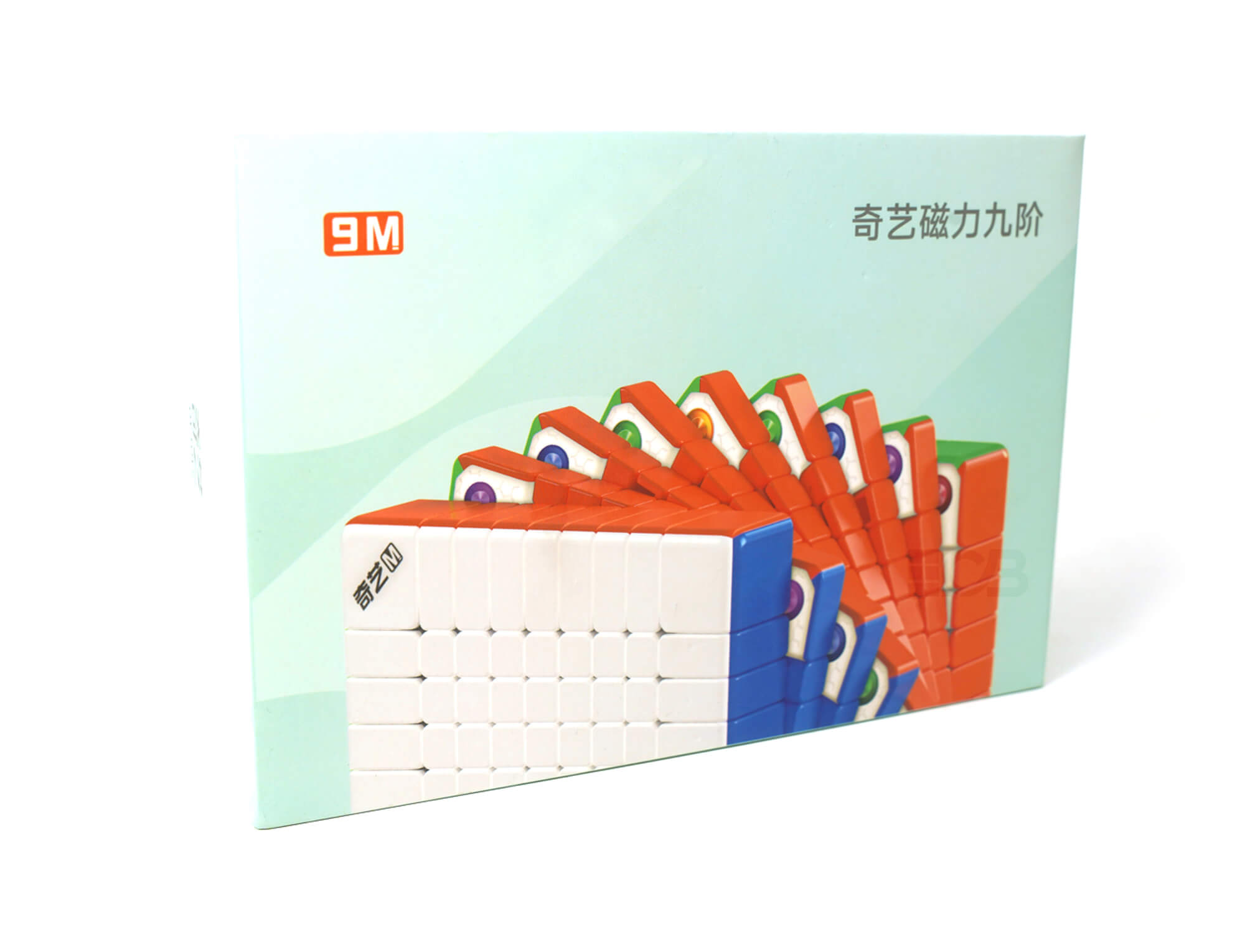 Cubo Mágico 9x9 QiYi Magnético Stickerless — detalhe das camadas externas e acabamento colorido