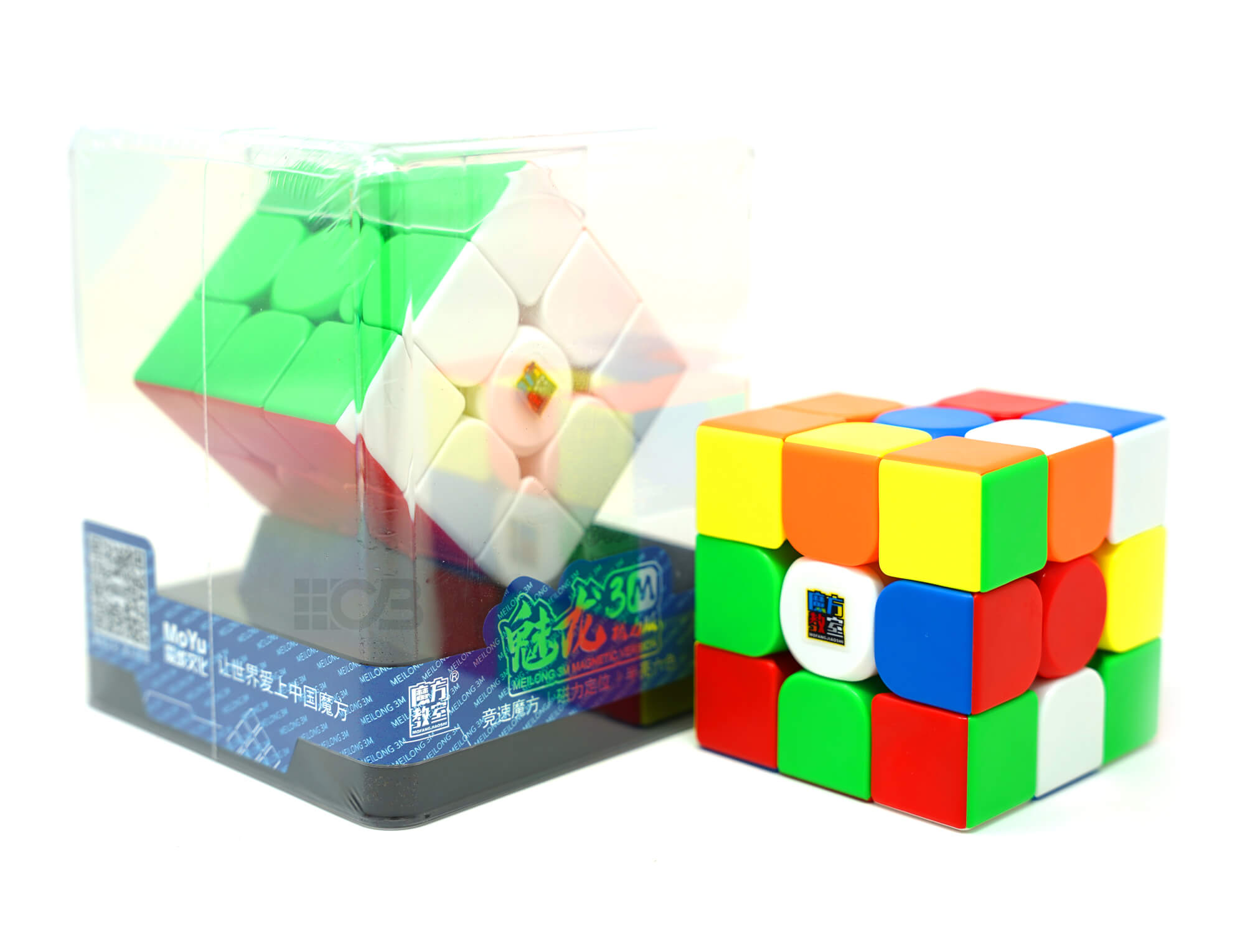 Detalhe das camadas do Cubo Mágico MoYu Meilong 3x3 Magnético com peças coloridas sem adesivos