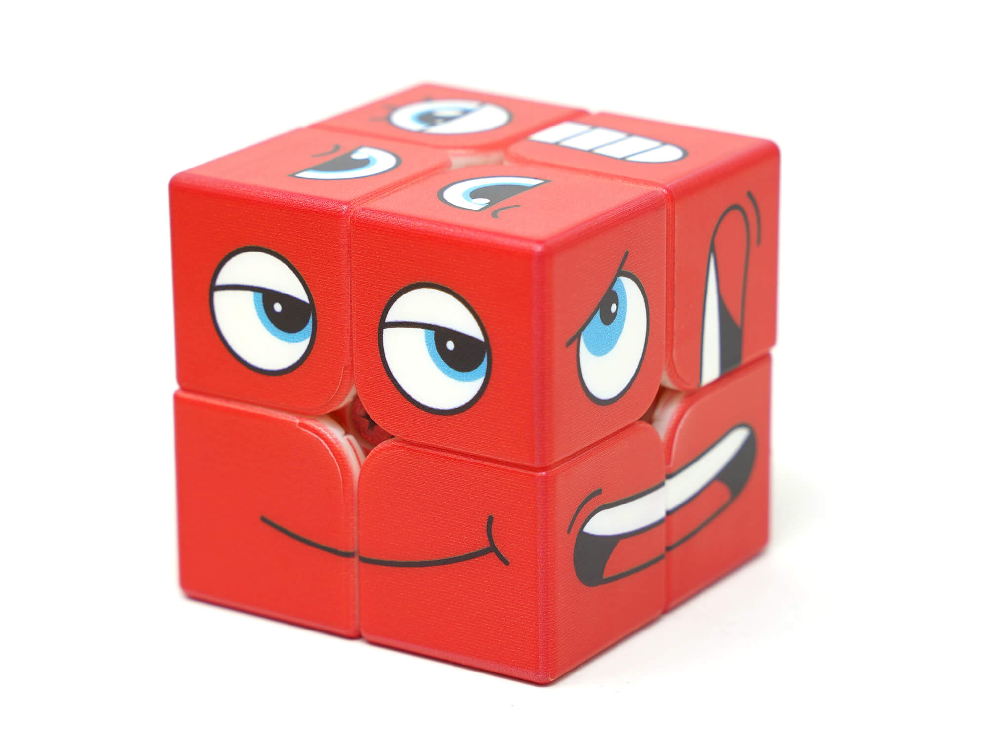 Detalhe das cartas de expressão do Face Cube com ilustrações coloridas