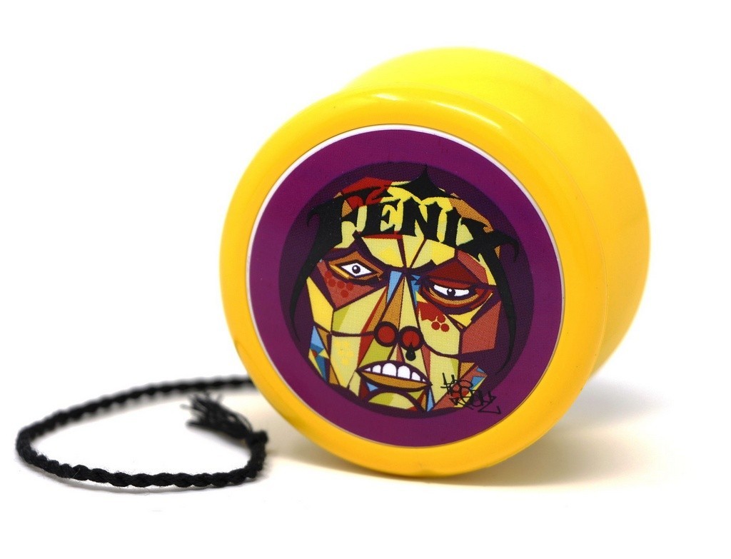 Ioiô Fênix Amarelo FNX — detalhe do acabamento e perfil do brinquedo