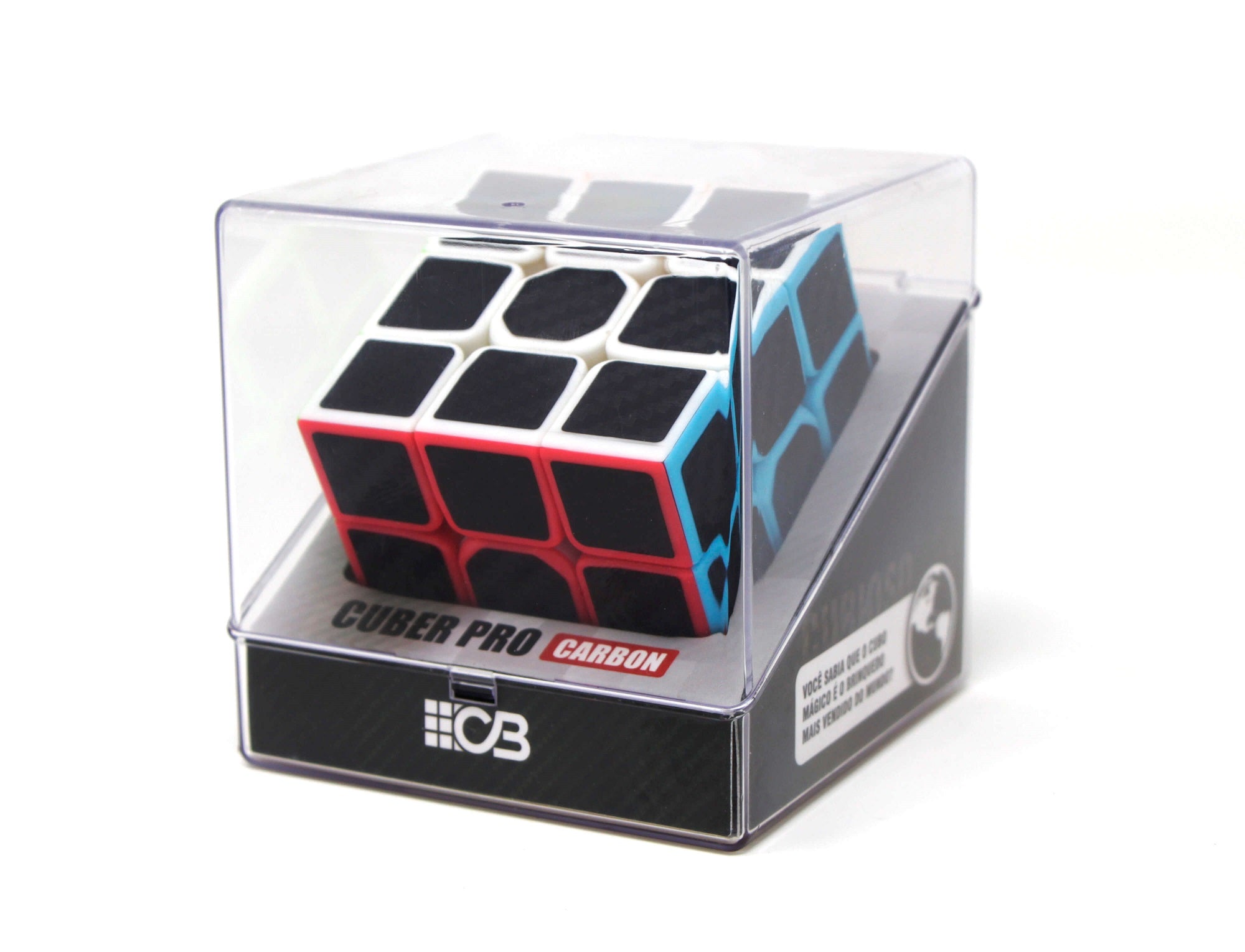 Cubo Mágico 3x3 Carbon Cuber Pro com acabamento texturizado efeito carbono, vista frontal
