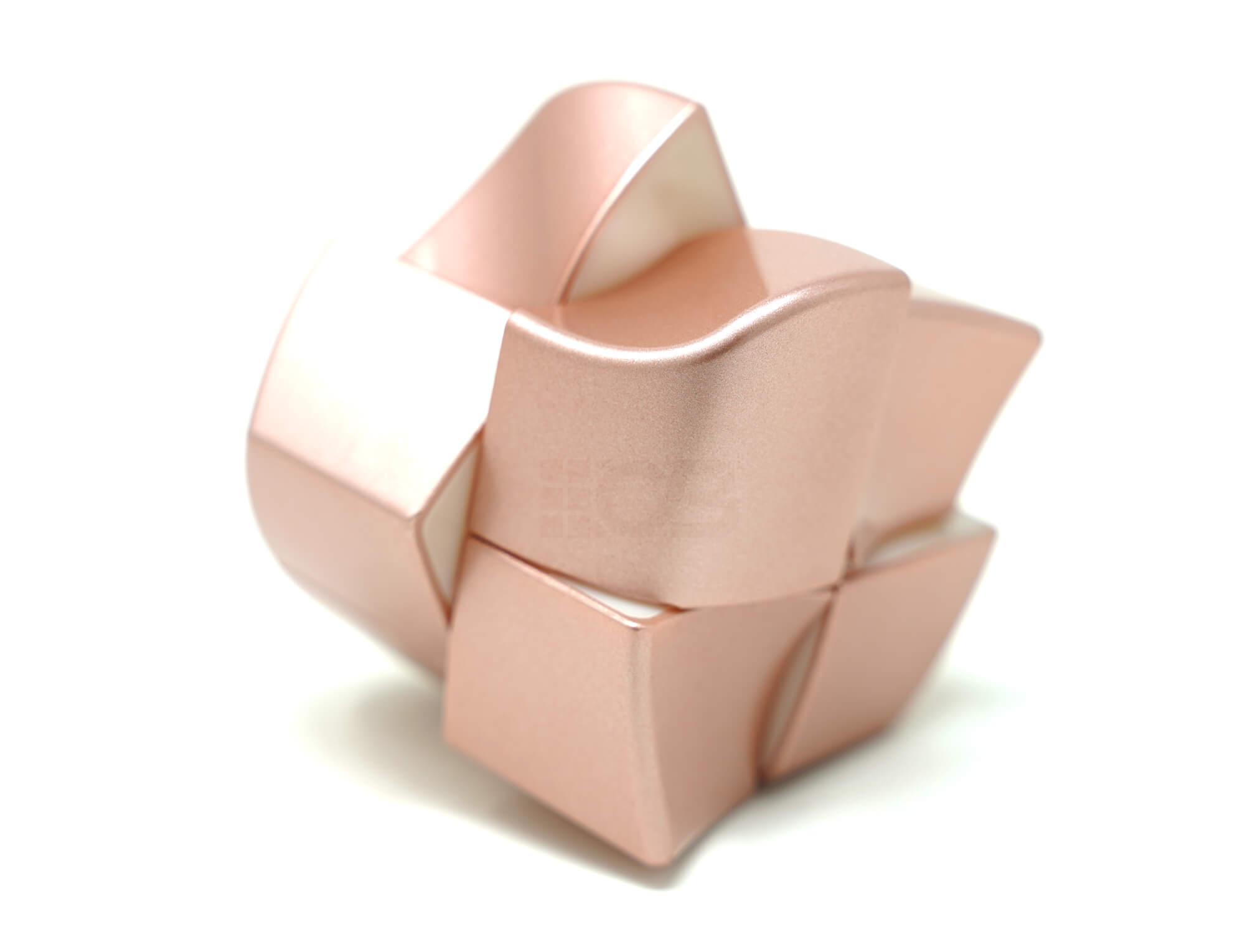 Vista superior do cubo mágico shape mod YuanFang Rosé Gold com topo em formato irregular