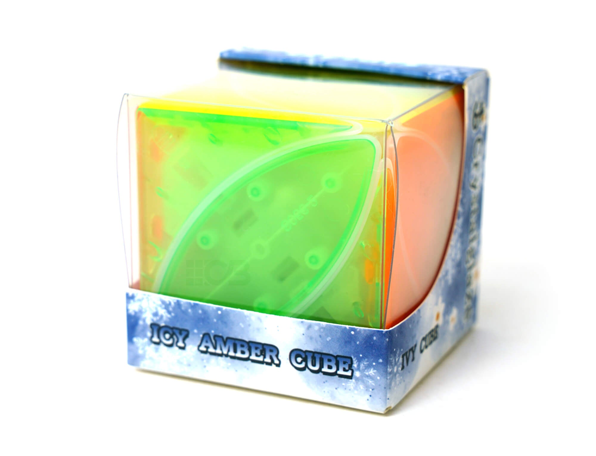 Ivy QiYi Icy Amber visto de cima, evidenciando as 4 peças de vértice e os cortes curvos do cubo mágico