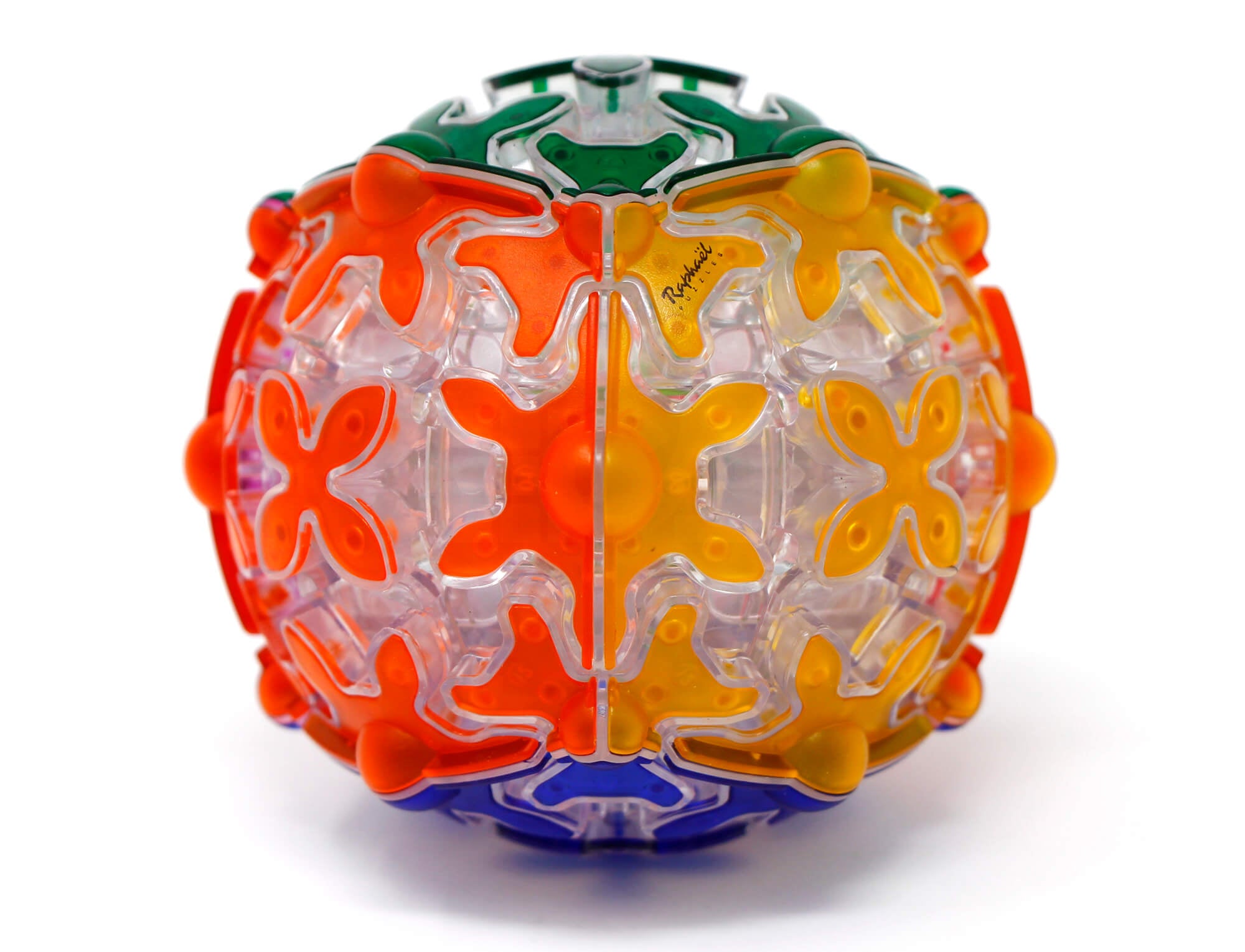 Gear Ball transparente QiYi vista frontal mostrando engrenagens externas