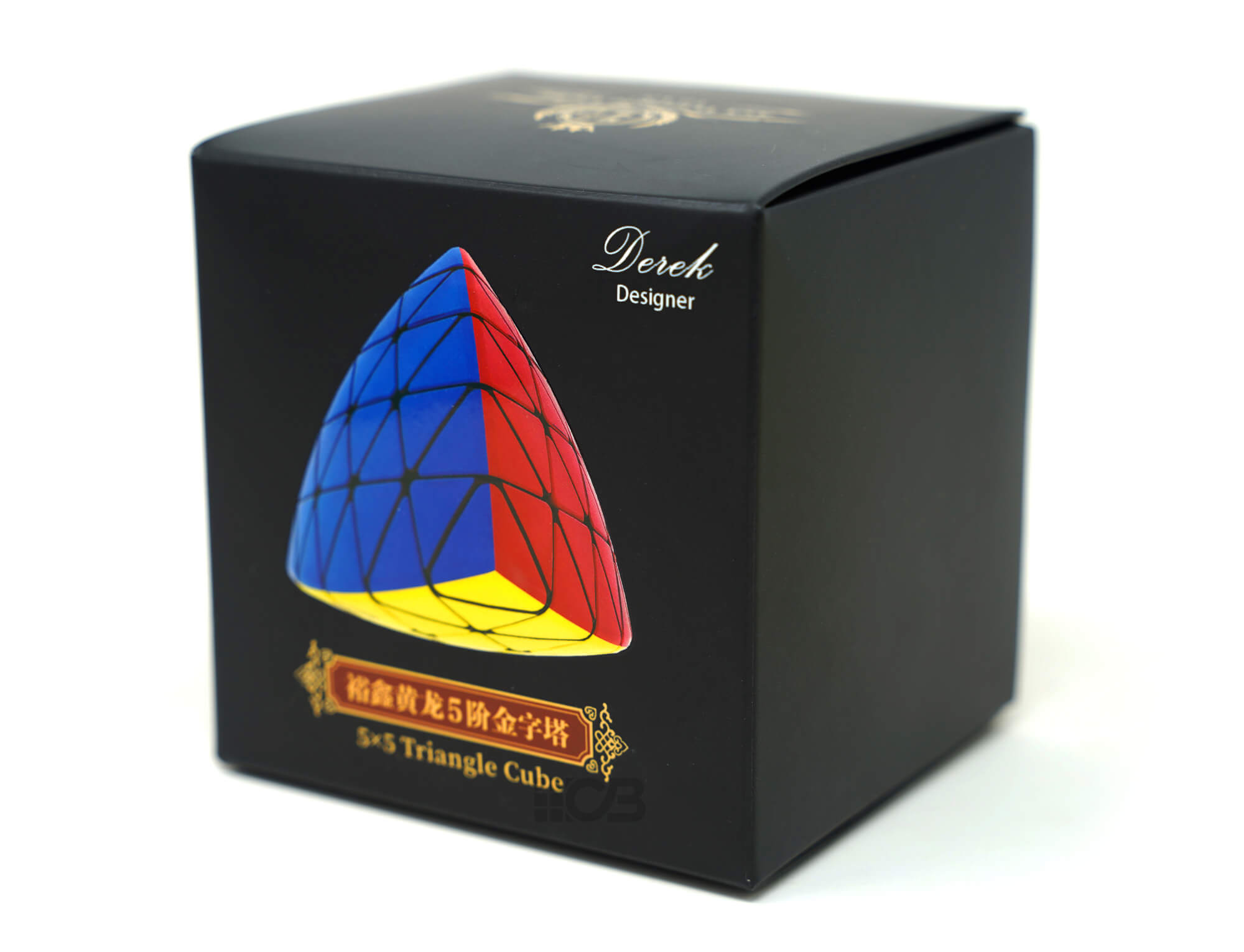 Pyraminx 5x5 YuXin Huanglong — detalhe do mecanismo e das peças coloridas stickerless