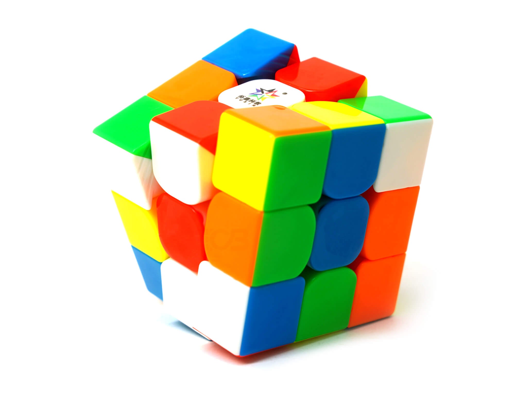 Cubo Mágico 3x3 YuXin Little Magic V1 Magnético Stickerless — vista frontal com peças coloridas