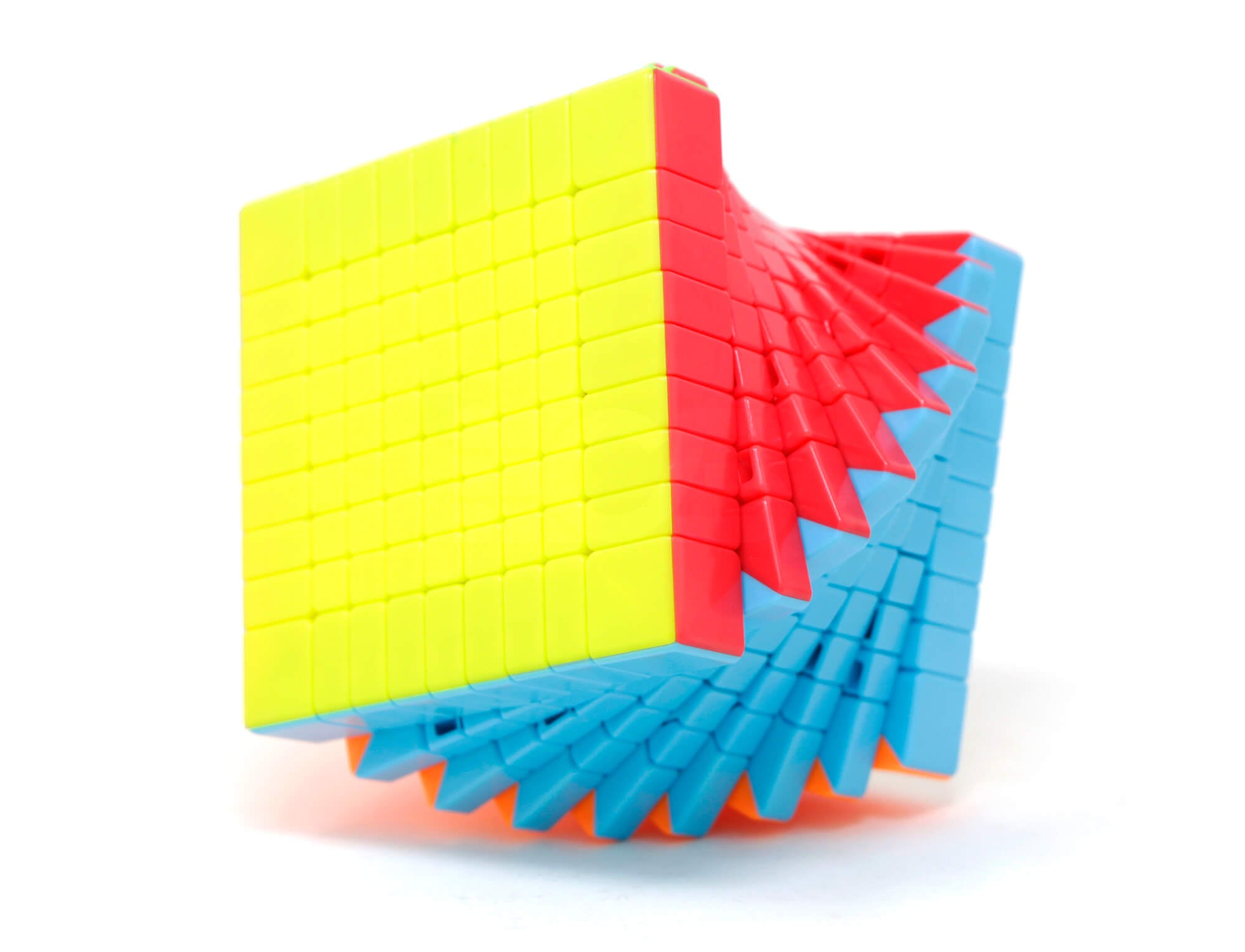 Cubo Mágico 9x9 QiYi stickerless — vista frontal mostrando as 9 camadas coloridas