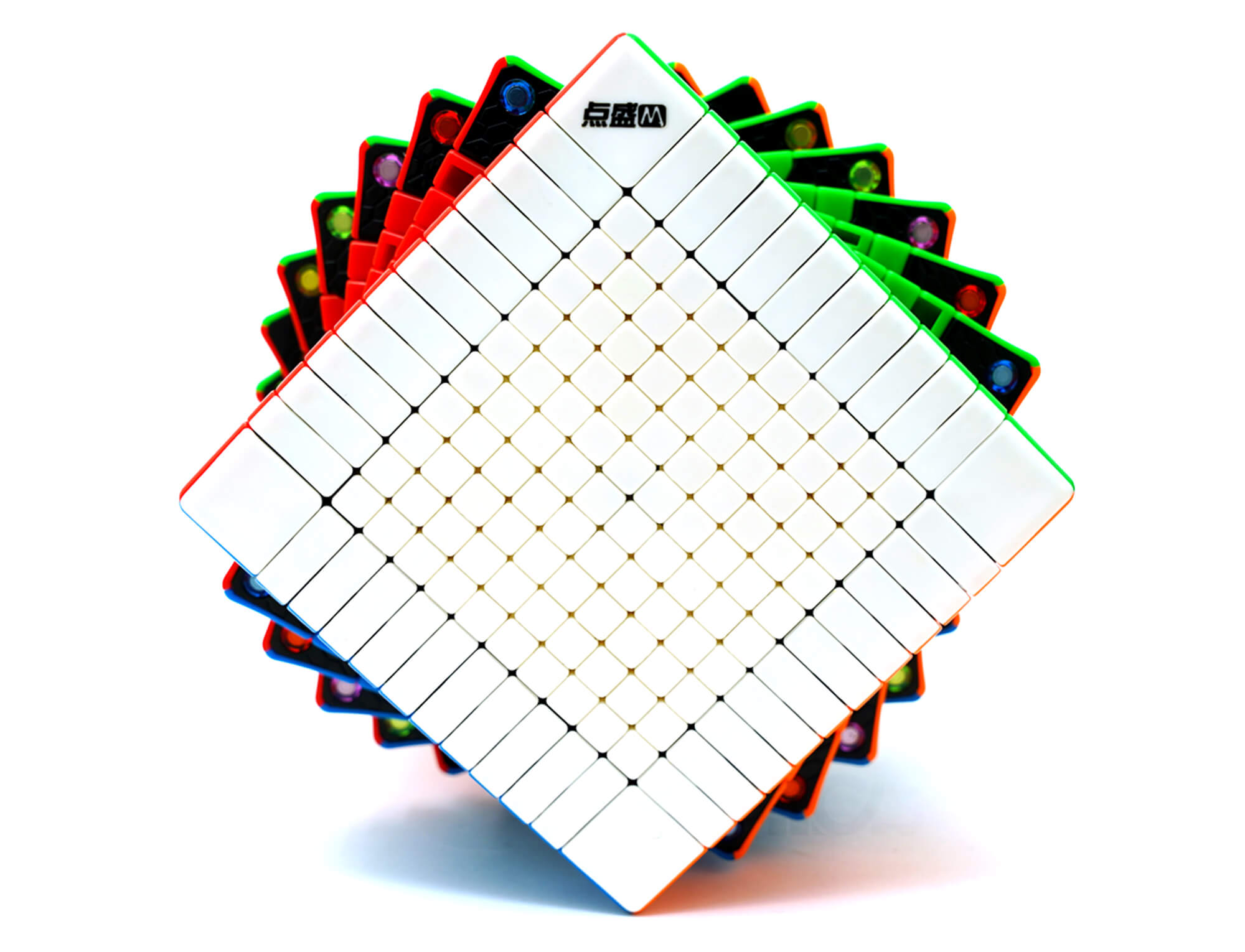 Cubo Mágico 12x12 Diansheng Galaxy Magnético UV em vista frontal mostrando as doze camadas stickerless