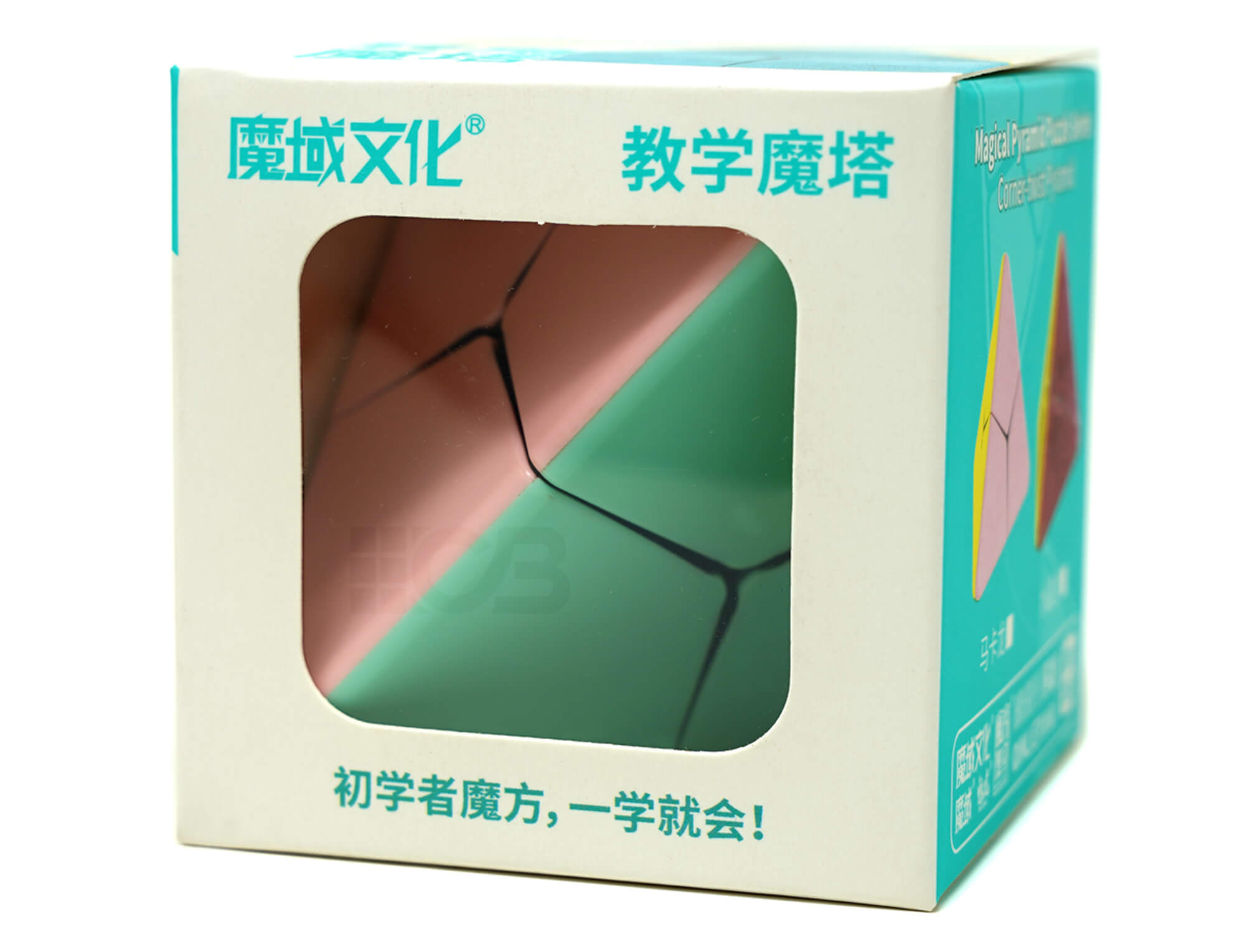 Pyraminx Corner Twist Pastel MoYu — visão superior da pirâmide com as cores pastéis