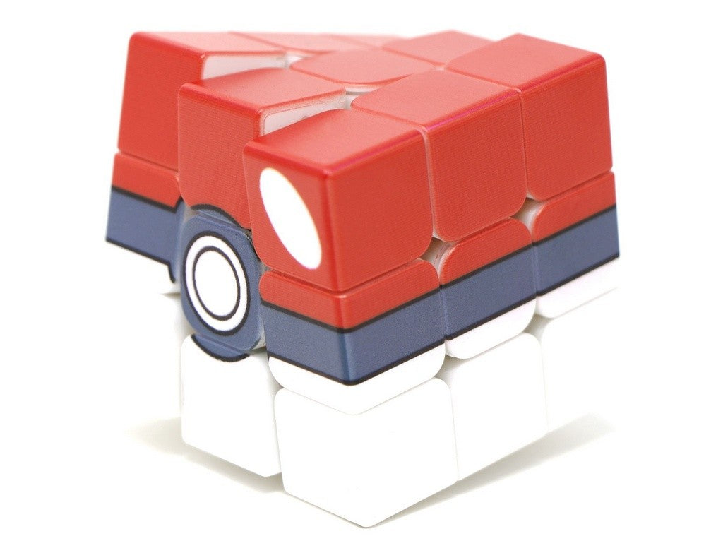 Cubo Mágico Pokeball Vinci Cube em ângulo lateral, destacando a qualidade da impressão nas faces