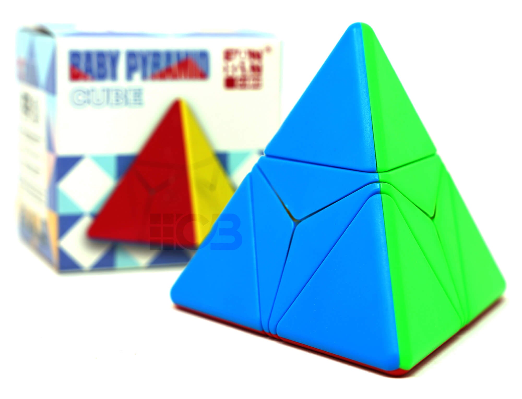 Pyraminx Pyramid Baby Fanxin — vista de cima com todas as cores visíveis
