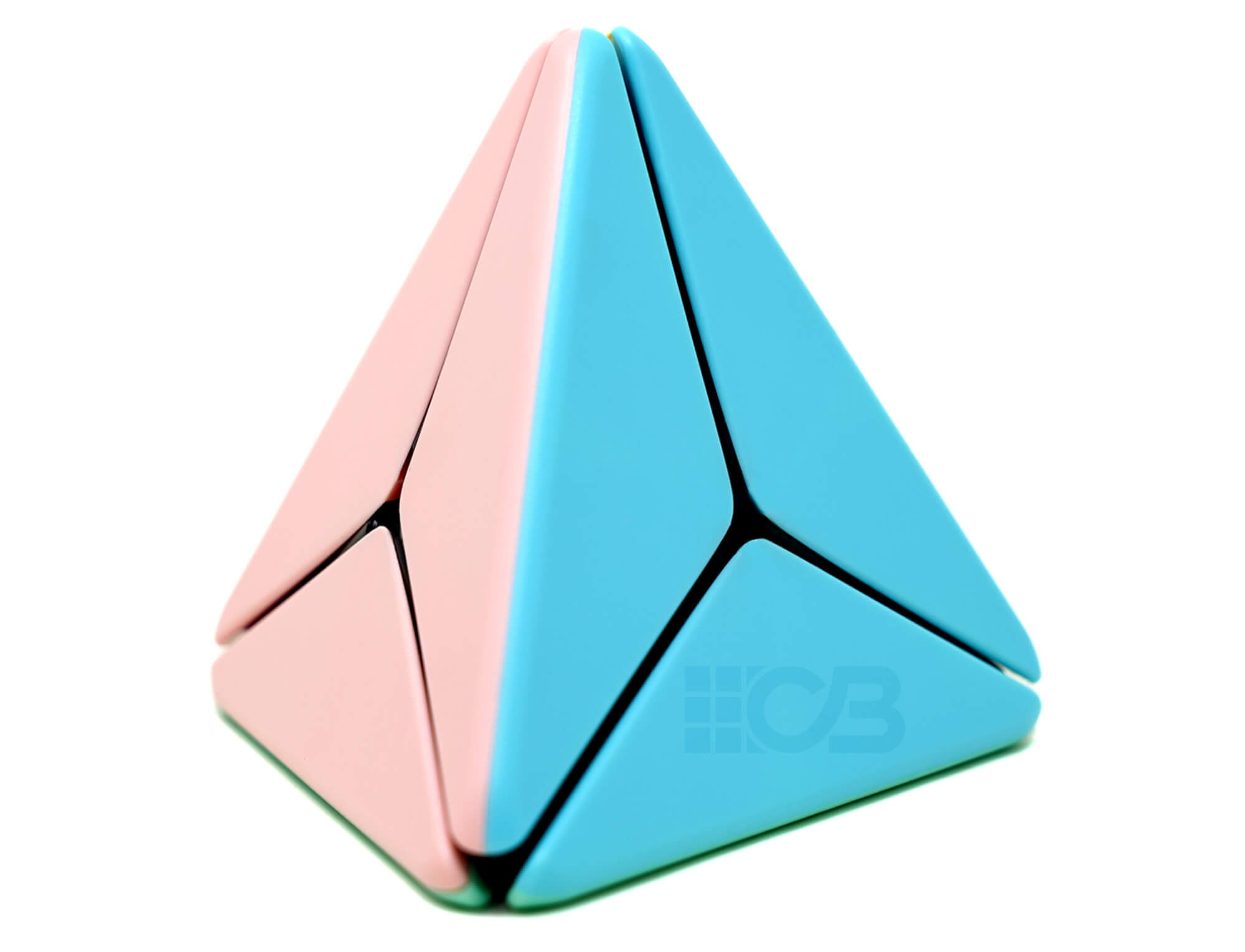 Pyraminx Boomerang Pastel MoYu — detalhe das peças stickerless em cores pastel