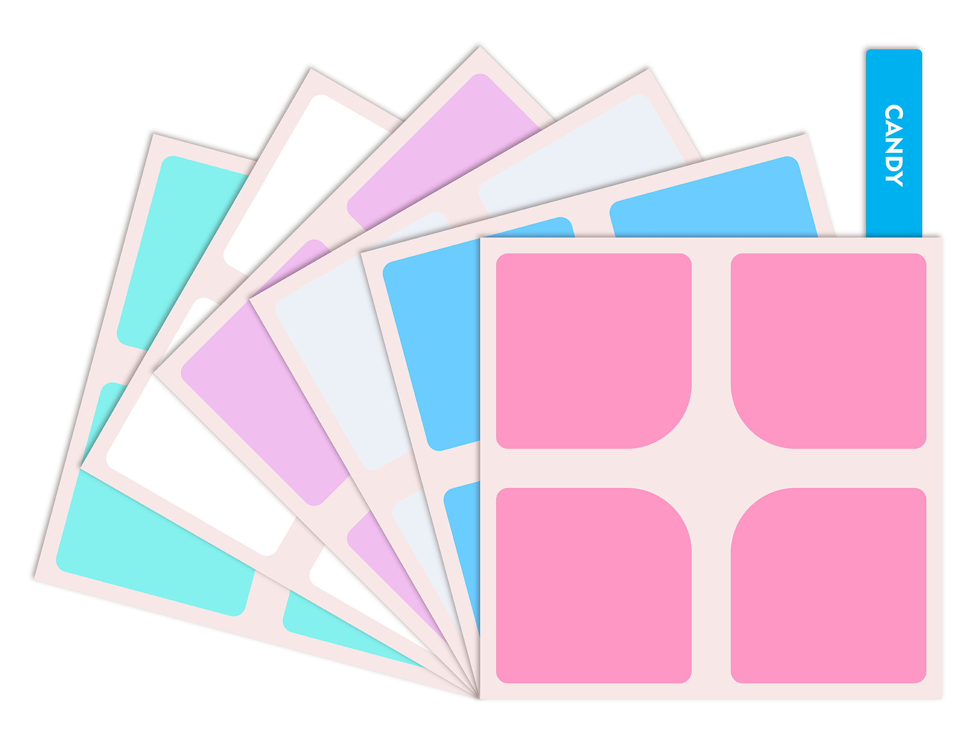 Detalhe das cores do kit de adesivos para cubo mágico 2x2