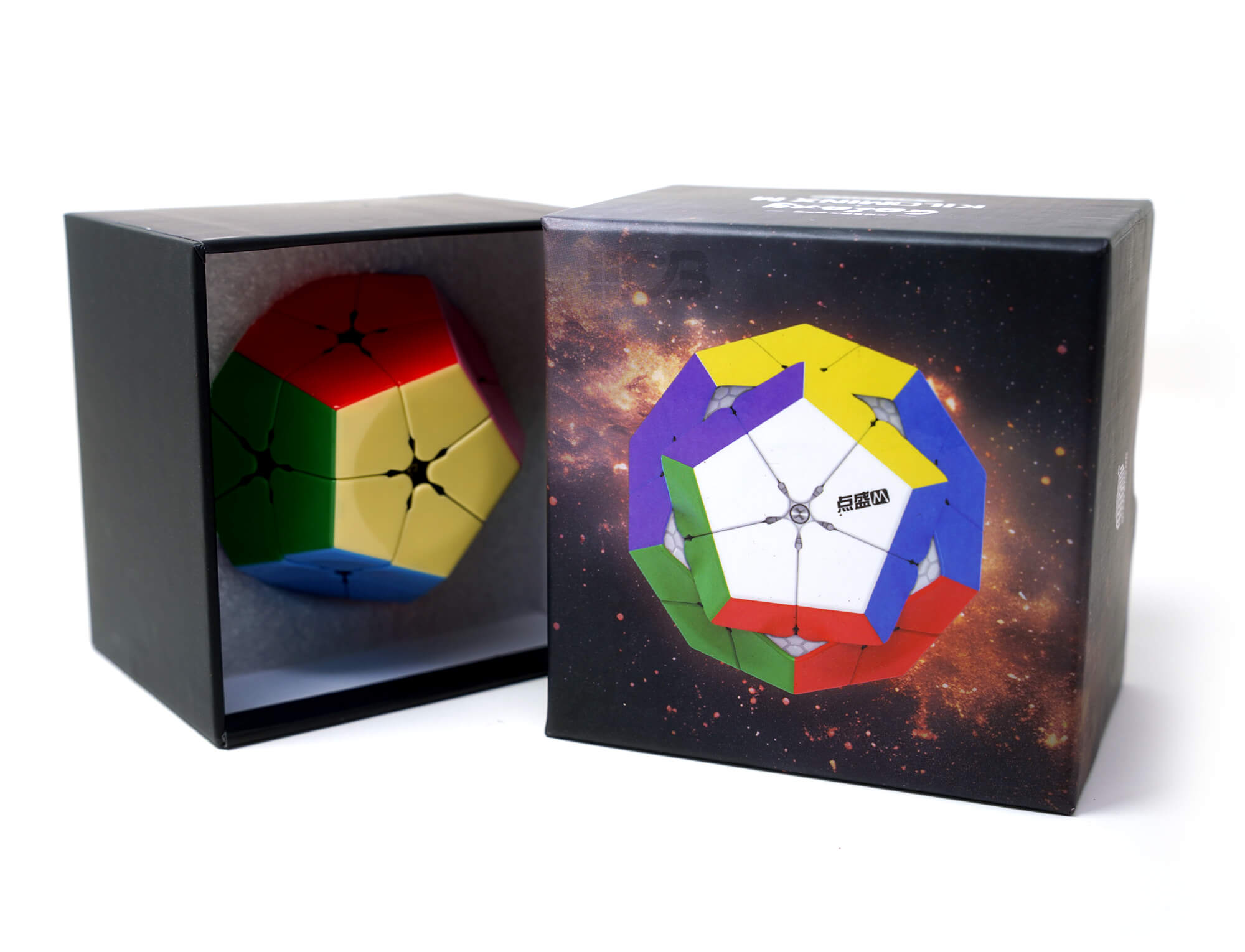 Kilominx Diansheng Galaxy visto de cima evidenciando a face central pentagonal e as peças ao redor