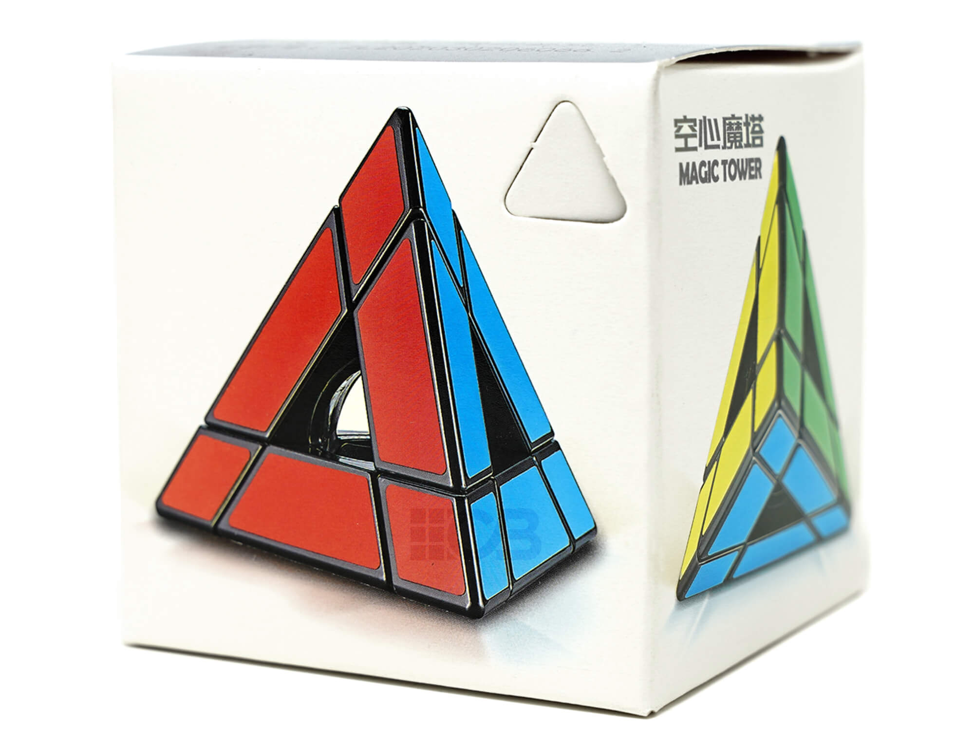 Vista superior do Pyraminx Void Hollow SengSo com mecanismo à mostra