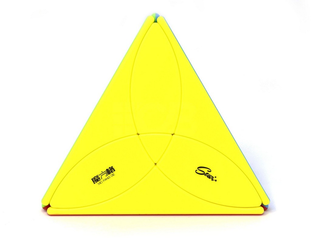 Detalhe das peças stickerless do Pyraminx Clover QiYi com cores vivas