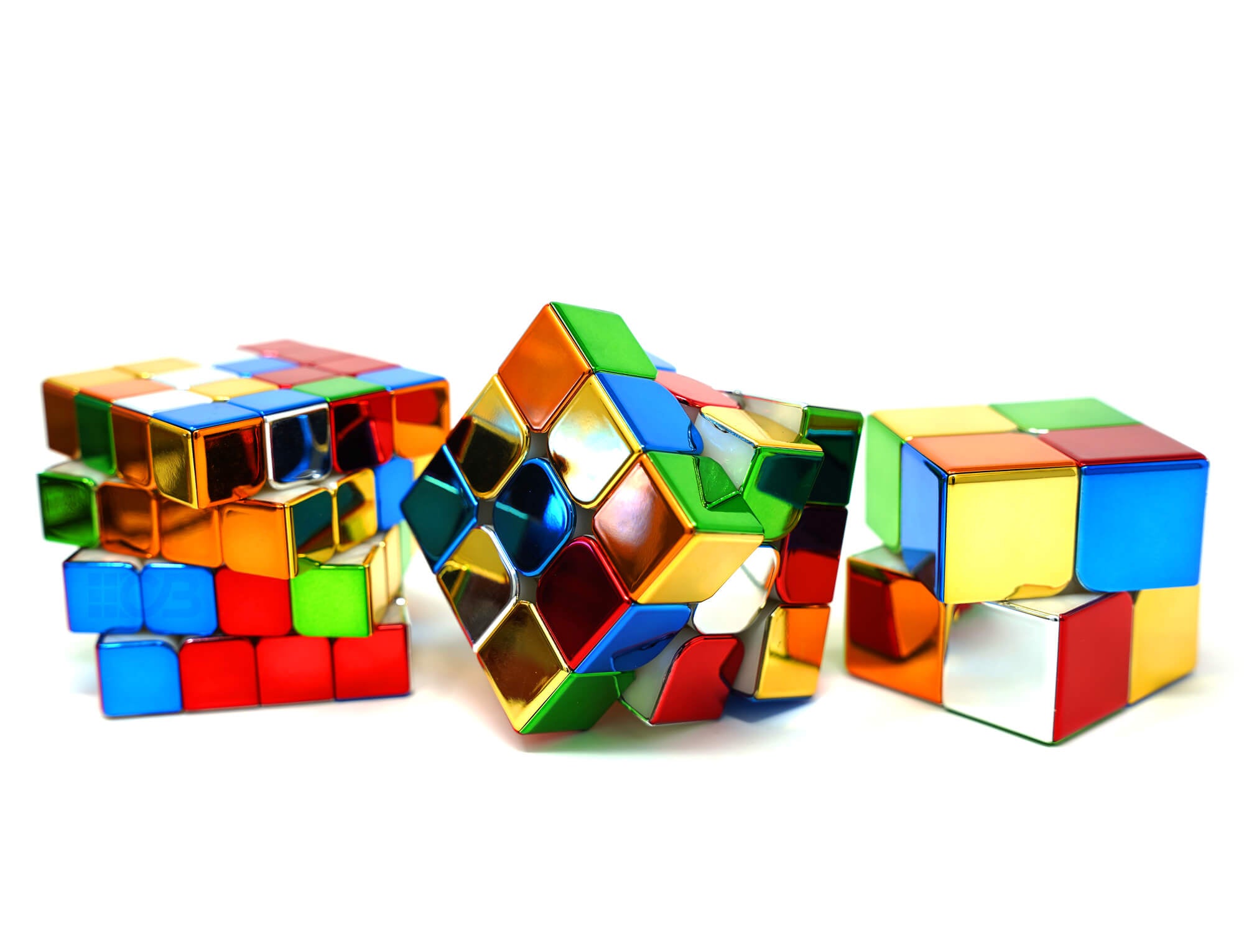 Kit Cubo Mágico 2x2 + 3x3 + 4x4 Metálicos Magnéticos Cyclone Boys