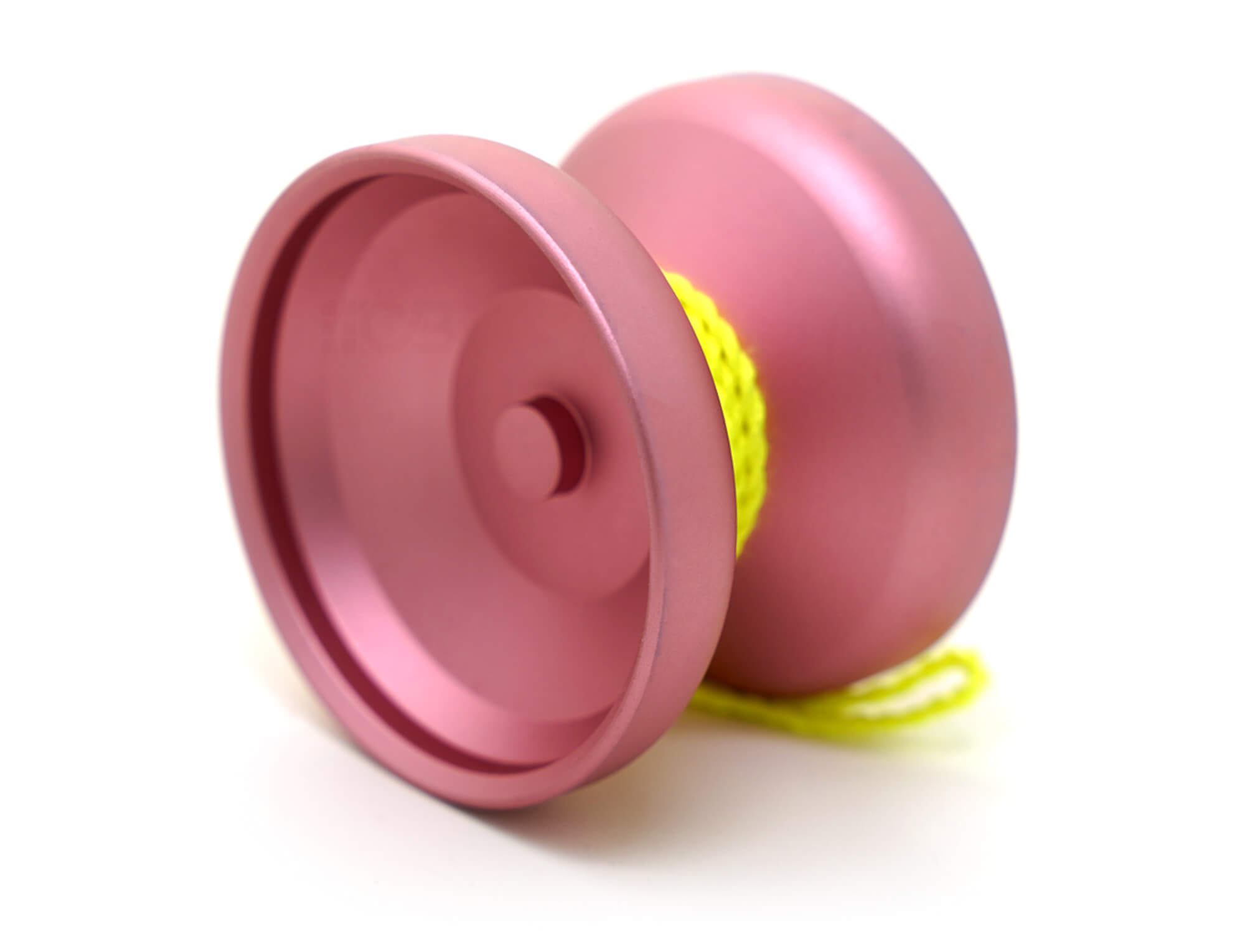 Ioiô profissional P22 Yoyo Formula em alumínio rosa perolado visto de frente