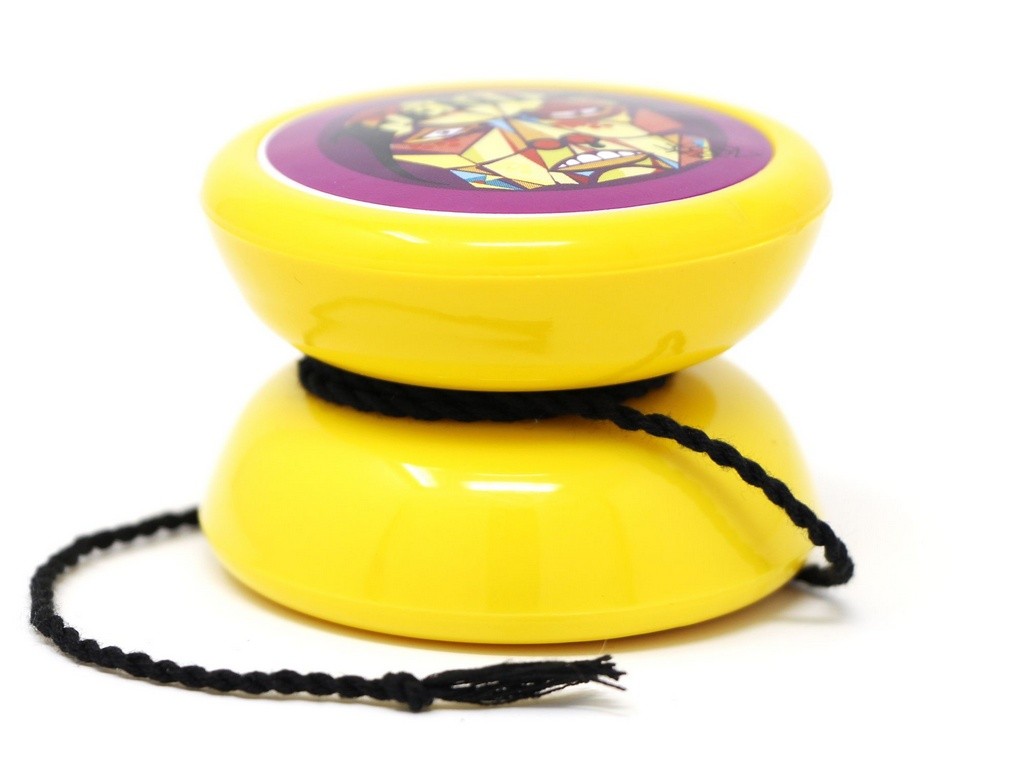 Ioiô Fênix Amarelo FNX — vista frontal mostrando o corpo amarelo e o cordão