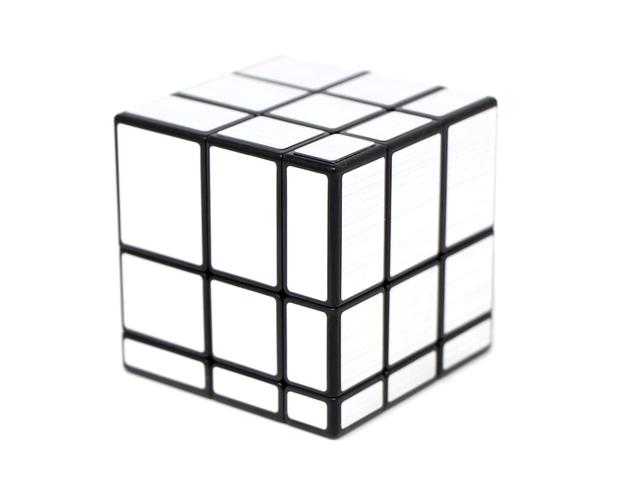 Mirror Blocks 3x3 prateado — vista superior do cubo embaralhado
