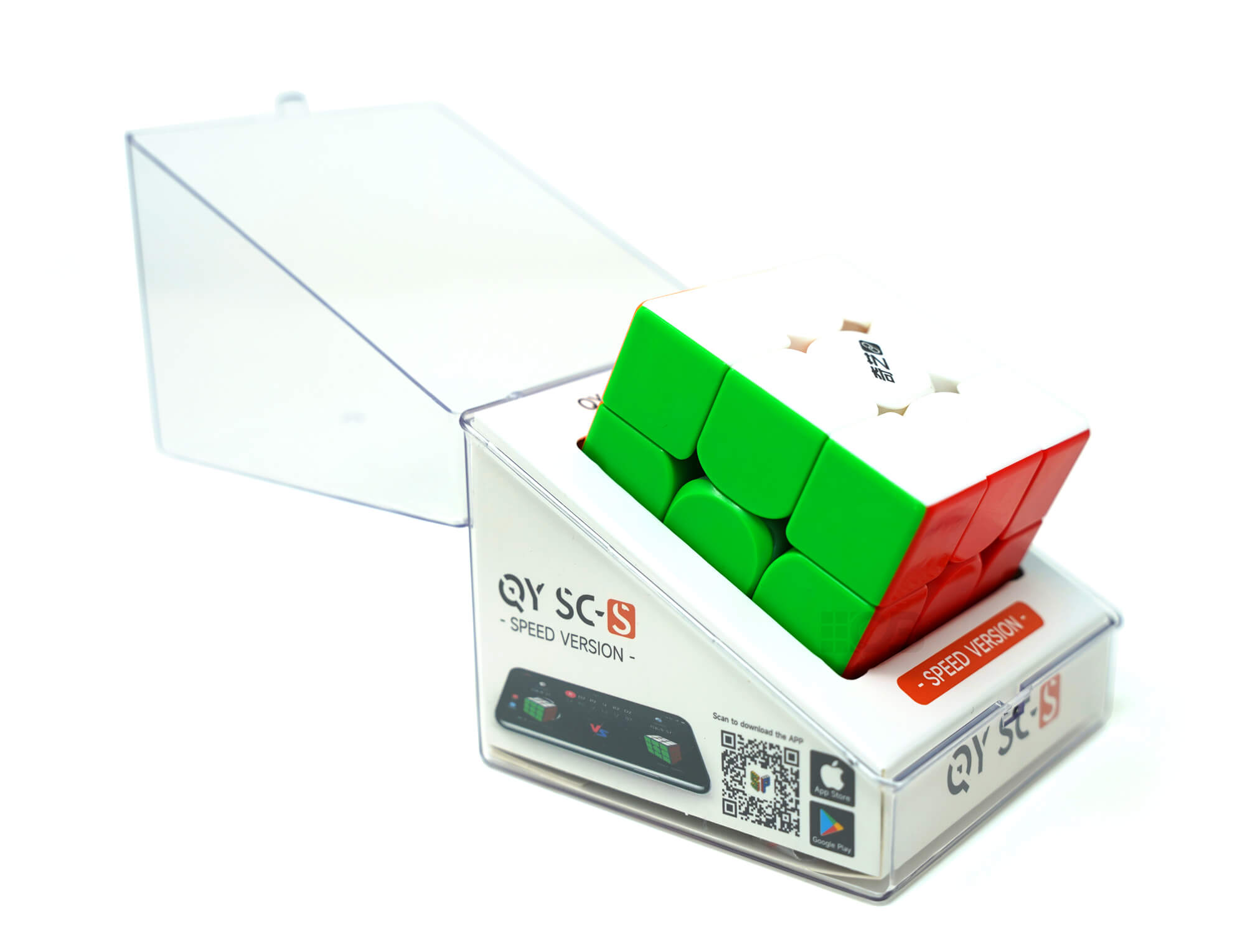 Cubo Mágico Bluetooth QiYi em vista lateral mostrando acabamento stickerless e estrutura interna