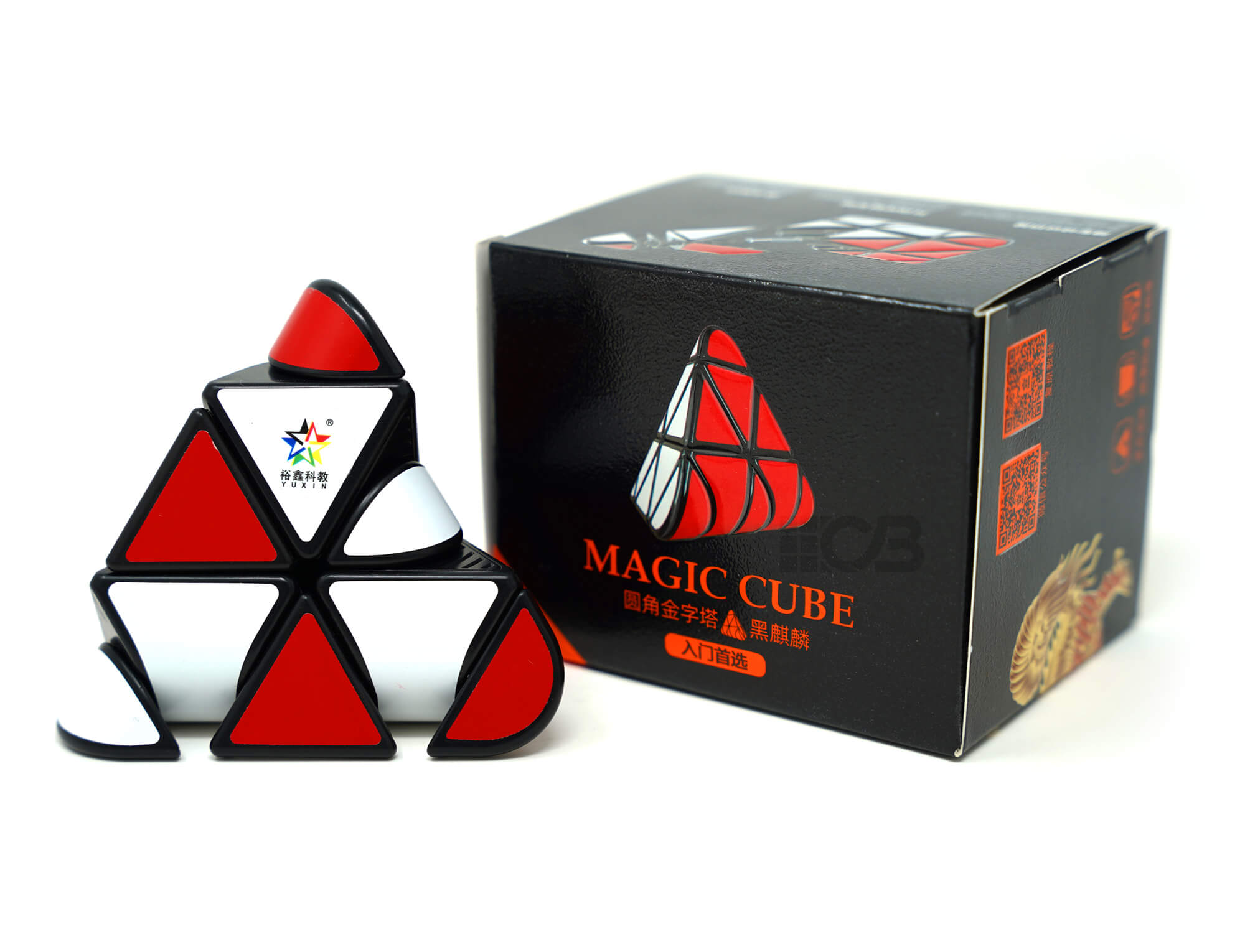 Pyraminx Arredondado YuXin em ângulo lateral mostrando o formato das peças e o acabamento stickerless
