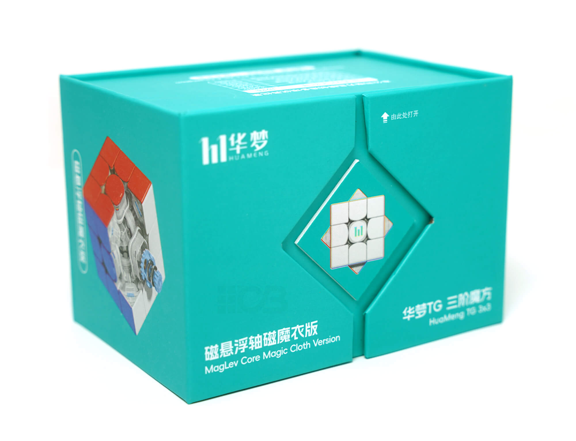 Cubo Mágico 3x3 MoYu HuaMeng TG MagLev Ball Core UV Coated — vista frontal mostrando as cores stickerless